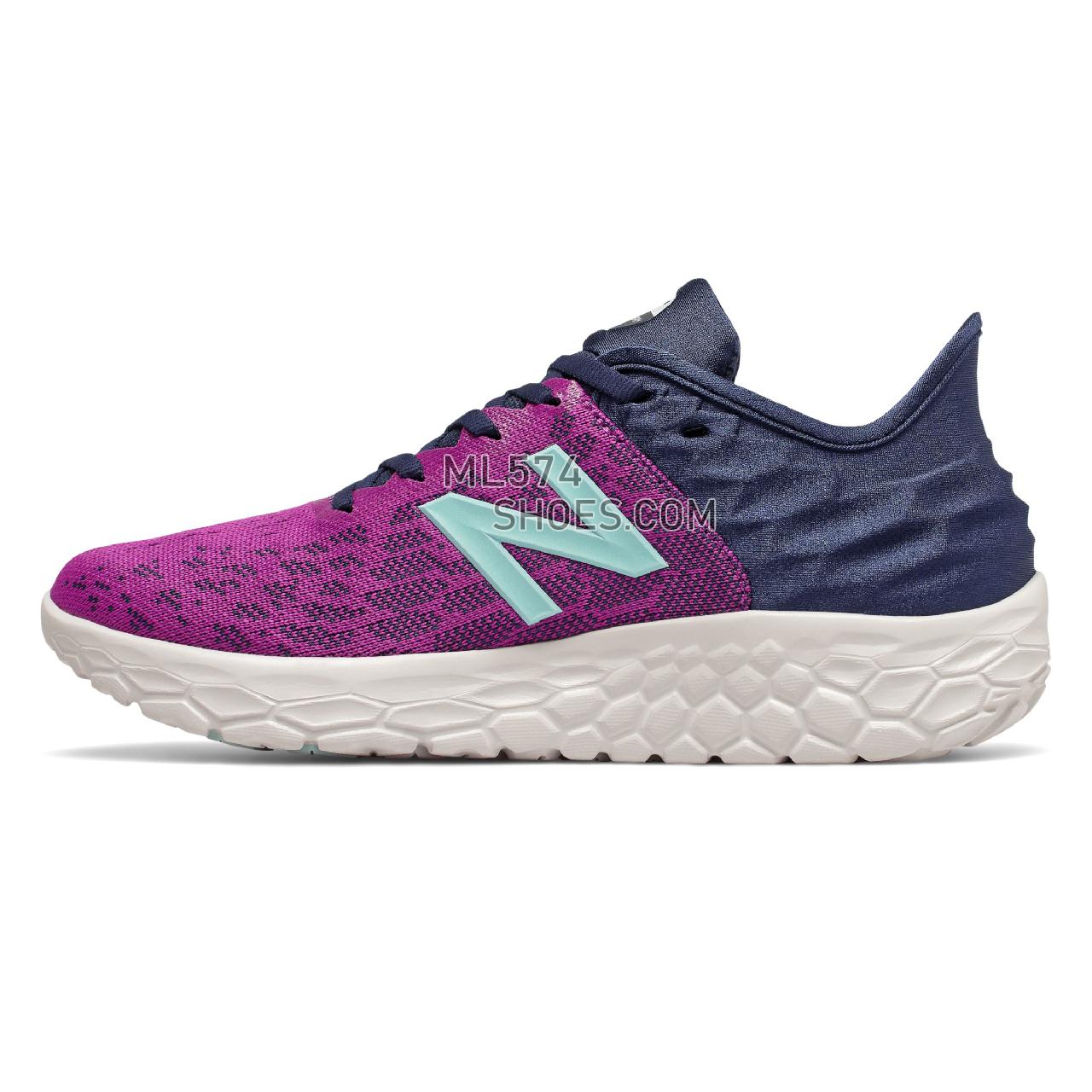 New Balance Fresh Foam Beacon v2 - Women's Neutral Running - Plum with Natural Indigo and Bali Blue - WBECNVB2