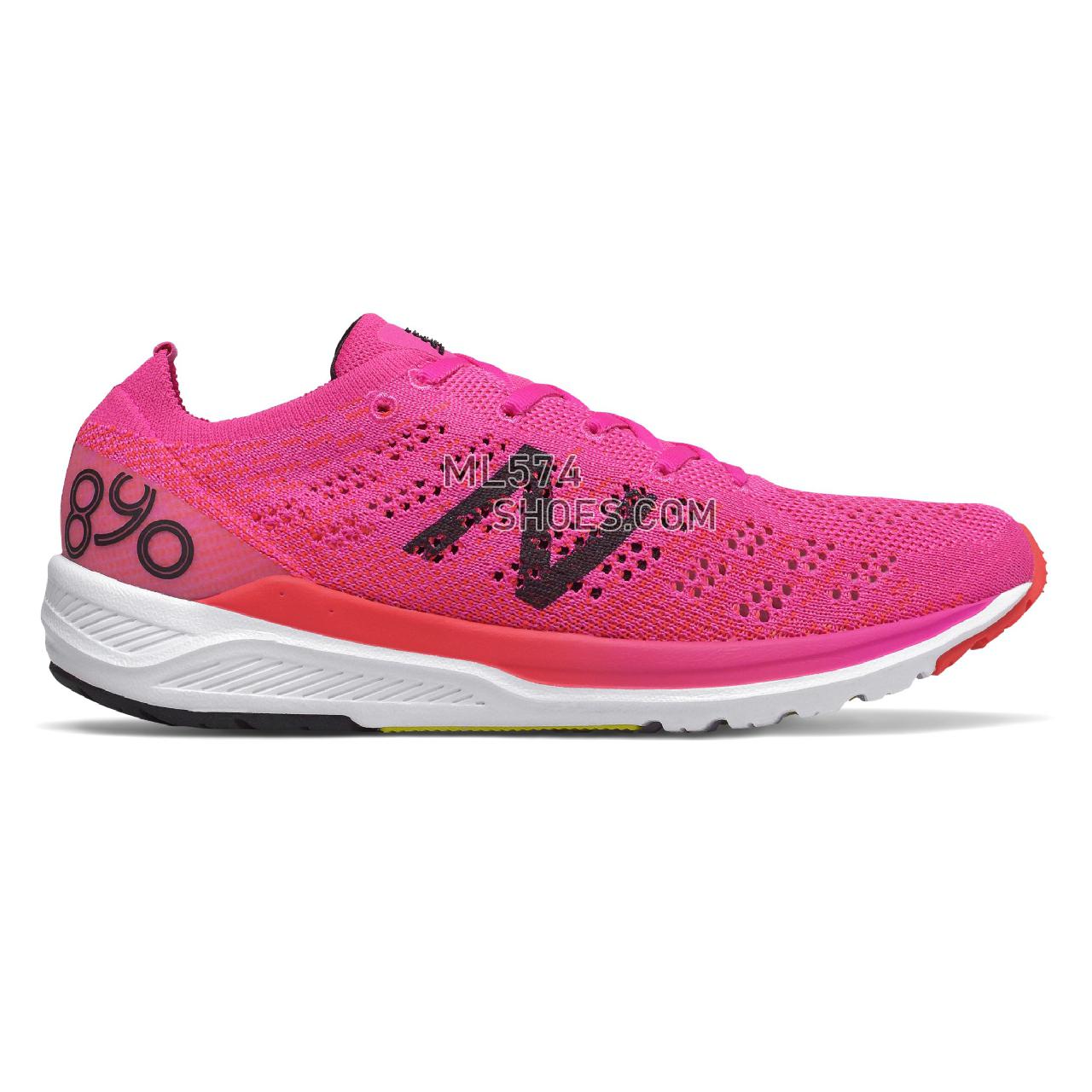 New Balance 890v7 - Women's Neutral Running - Peony with Energy Red - W890PO7