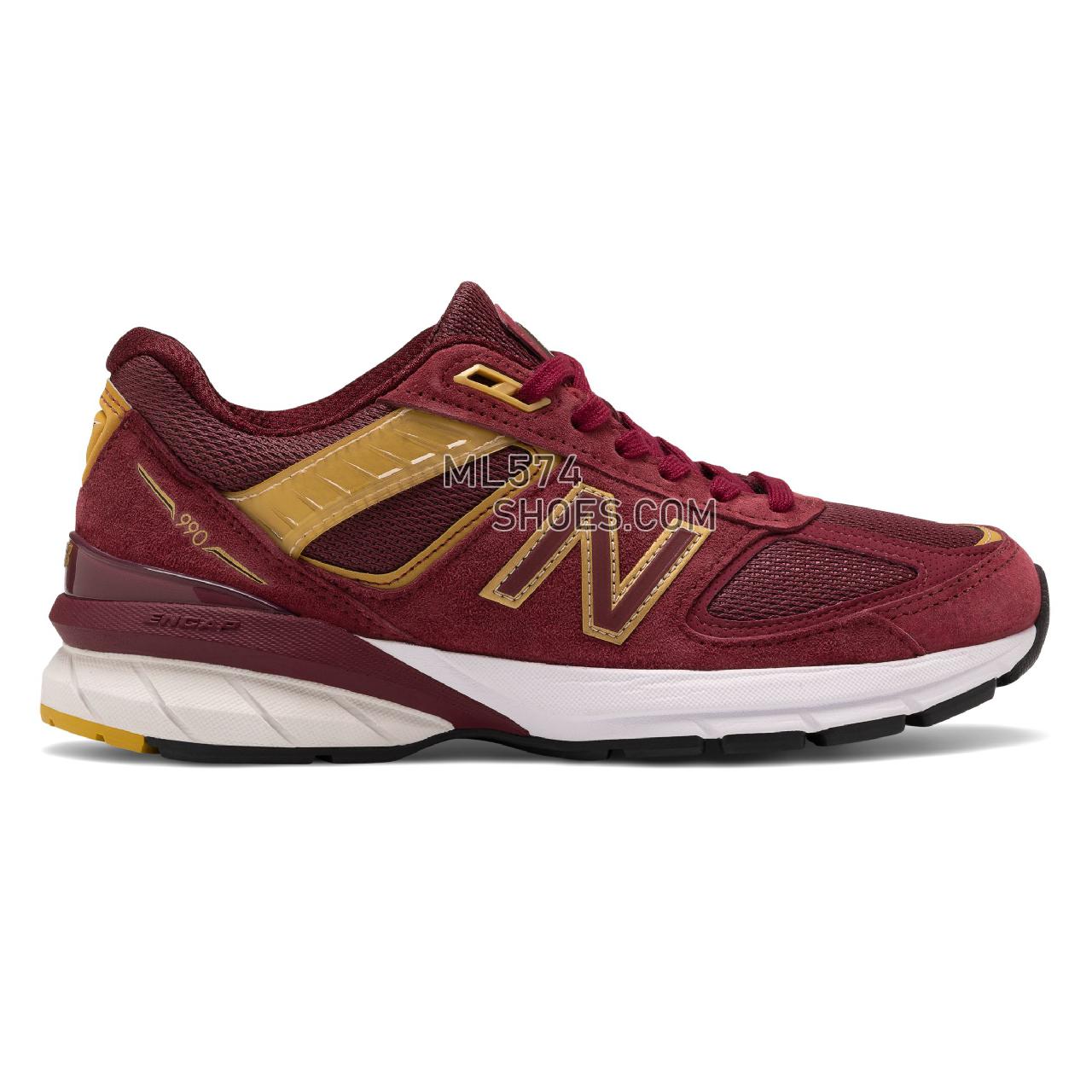 New Balance Made in US 990v5 - Women's Neutral Running - Burgundy with Gold - W990BG5