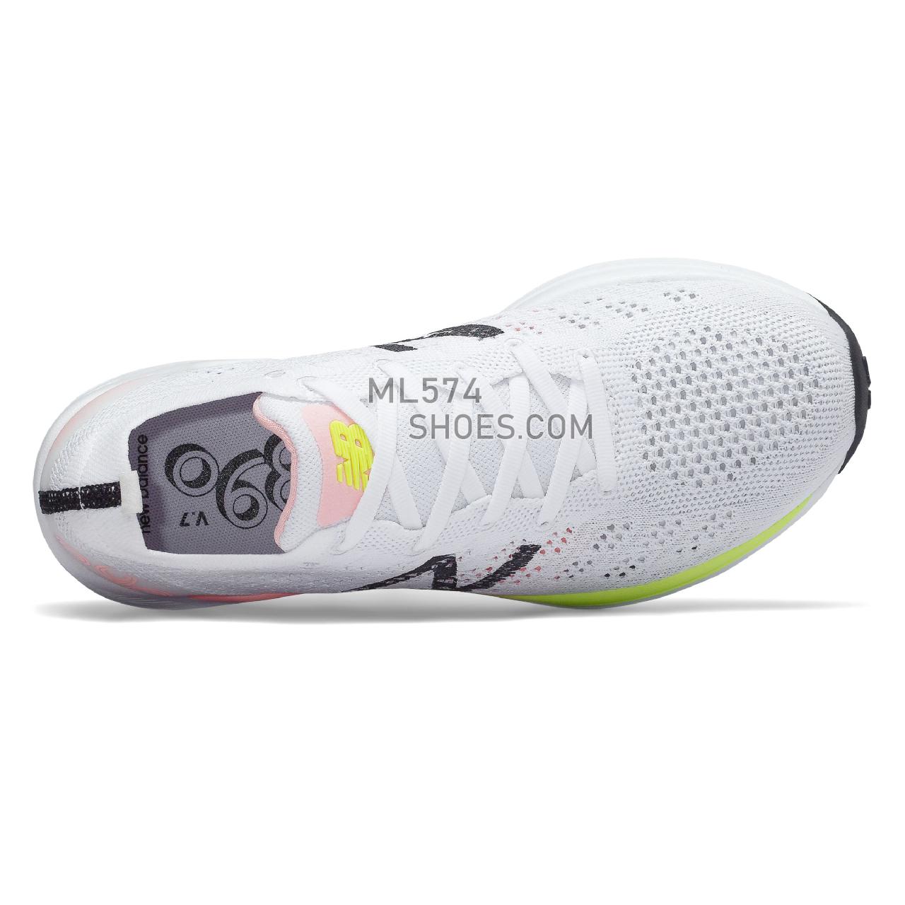 New Balance 890v7 - Women's Neutral Running - White with Guava Glo and Bleached Lime Glo - W890WO7