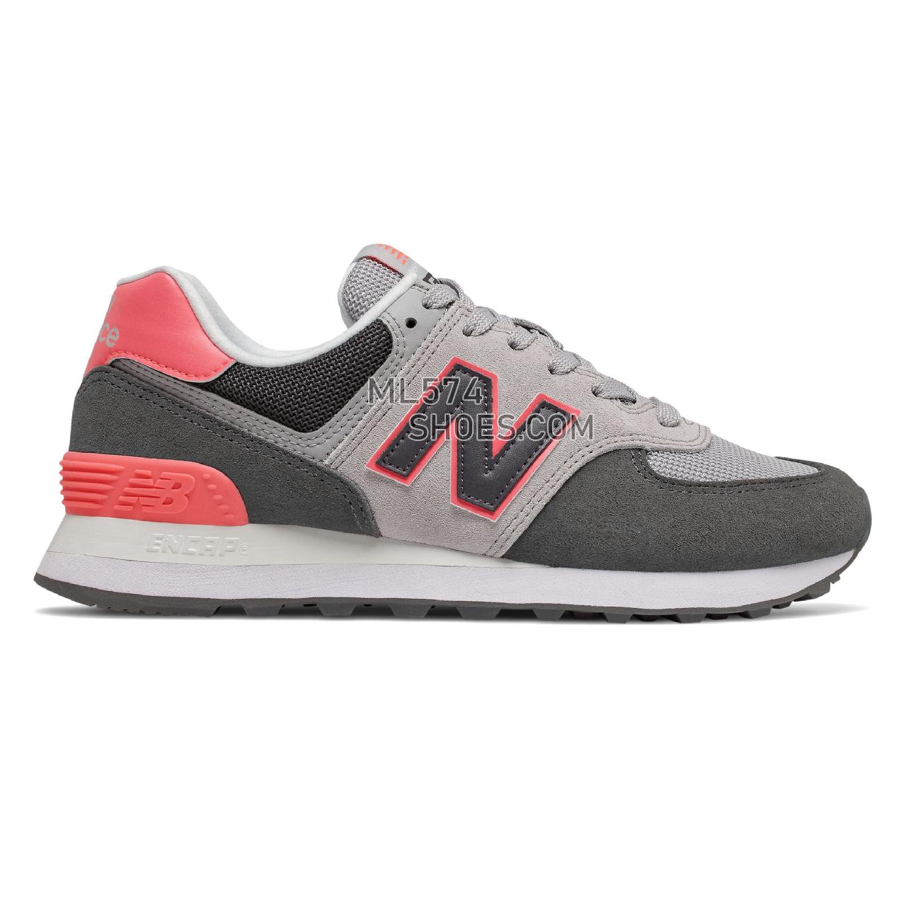 New Balance 574 - Women's Whats Trending - Black with Tahitian Pink and Grey - WL574SOP