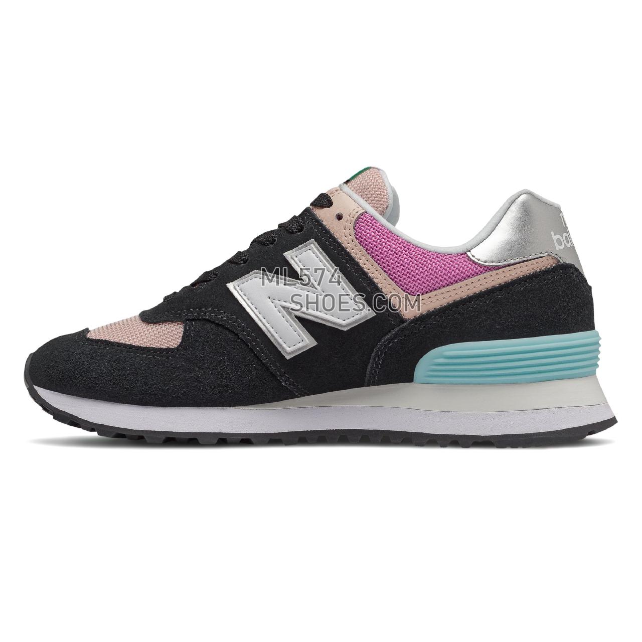 New Balance 574 - Women's Whats Trending - Black with Madder Rose - WL574SOS