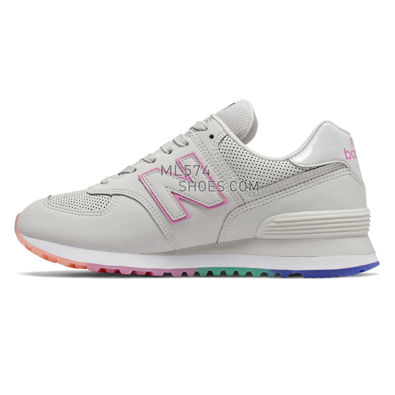 New Balance 574 - Women's Classic Sneakers - Linen Fog with Candy Pink - WL574SOL