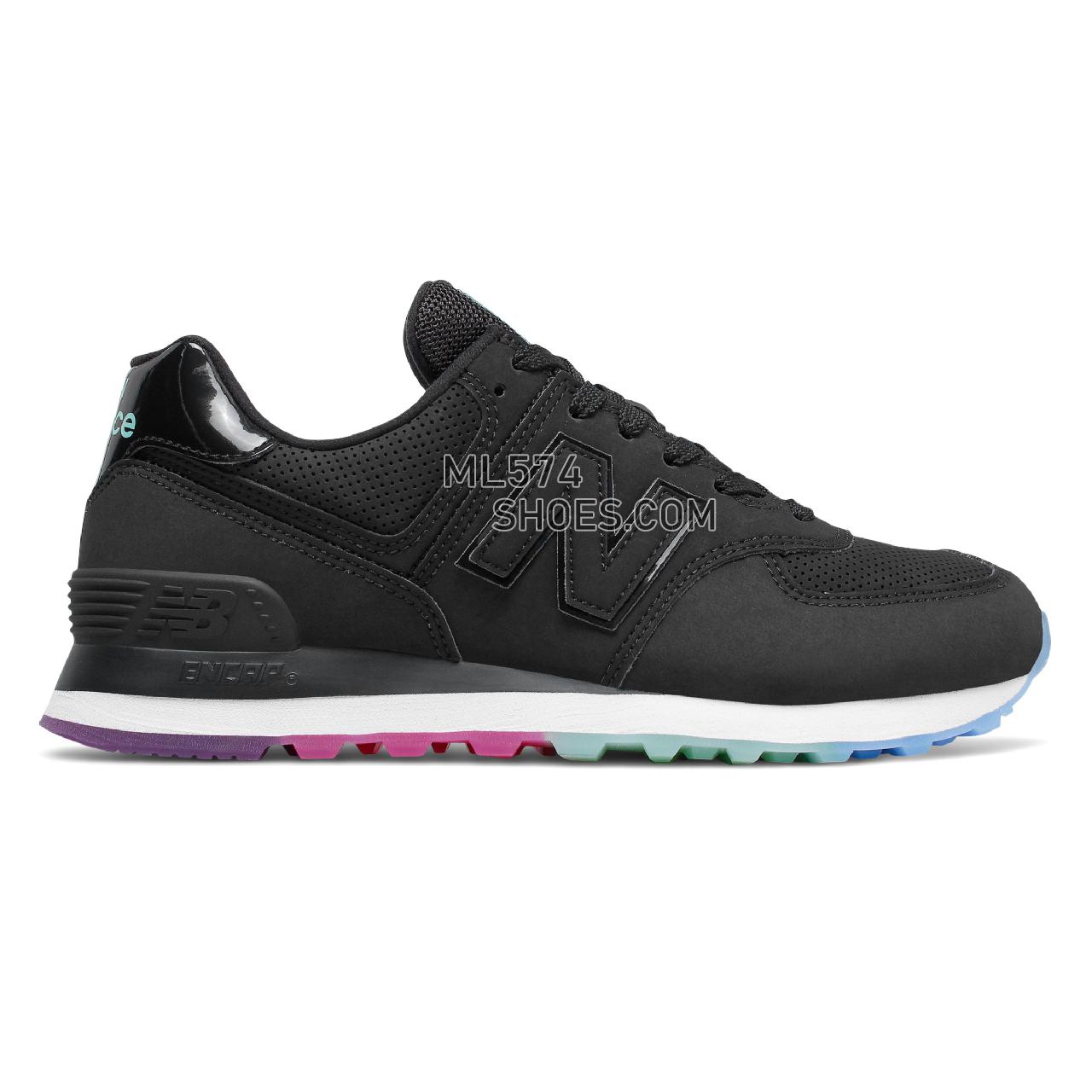 New Balance 574 - Women's Classic Sneakers - Black with Neo Mint - WL574SOO
