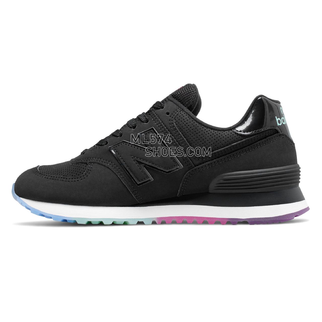 New Balance 574 - Women's Classic Sneakers - Black with Neo Mint - WL574SOO