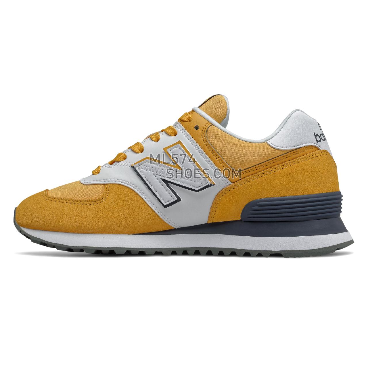 New Balance 574 Split Sail - Women's Classic Sneakers - White with Yellow - WL574NJD