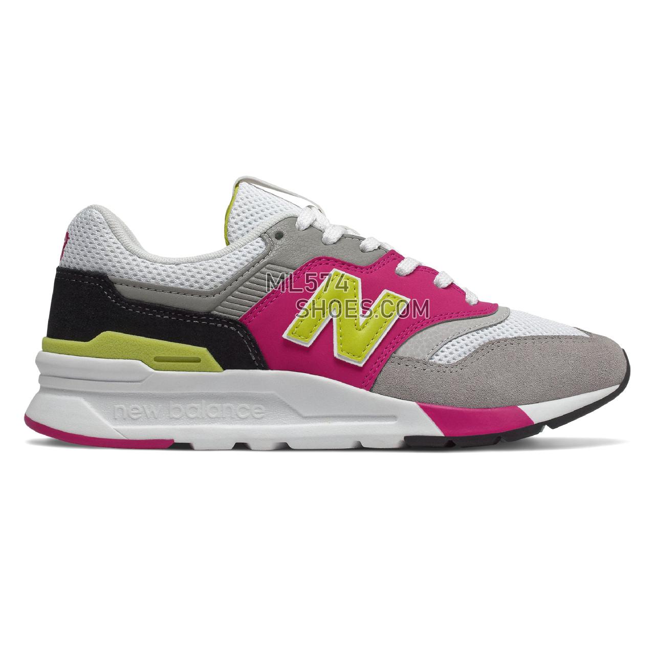 New Balance 997H - Women's Classic Sneakers - White with Pink and Yellow - CW997HNX
