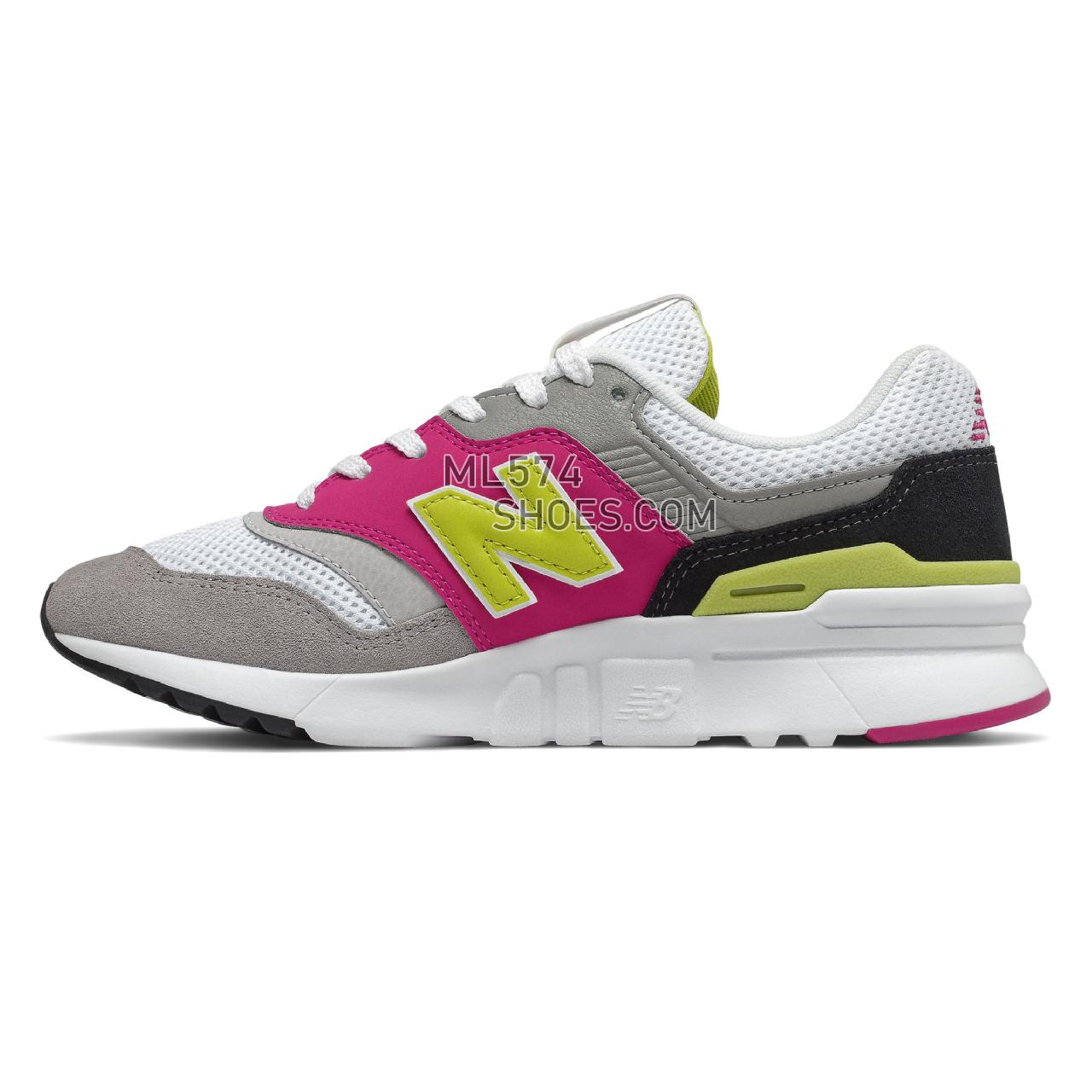 New Balance 997H - Women's Classic Sneakers - White with Pink and Yellow - CW997HNX
