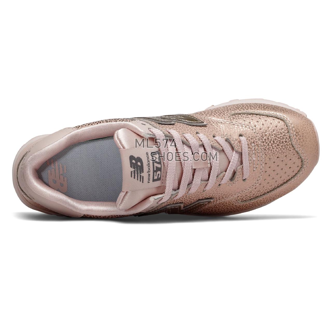 New Balance 574 Worn Metallic - Women's Classic Sneakers - Smoked Salt with Peach - WL574SOJ