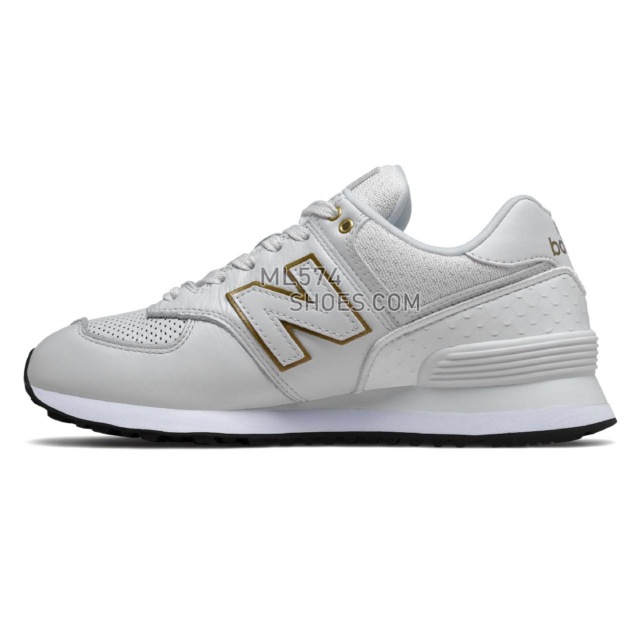 New Balance 574 - Women's Classic Sneakers - White with Metallic Gold - WL574LDE