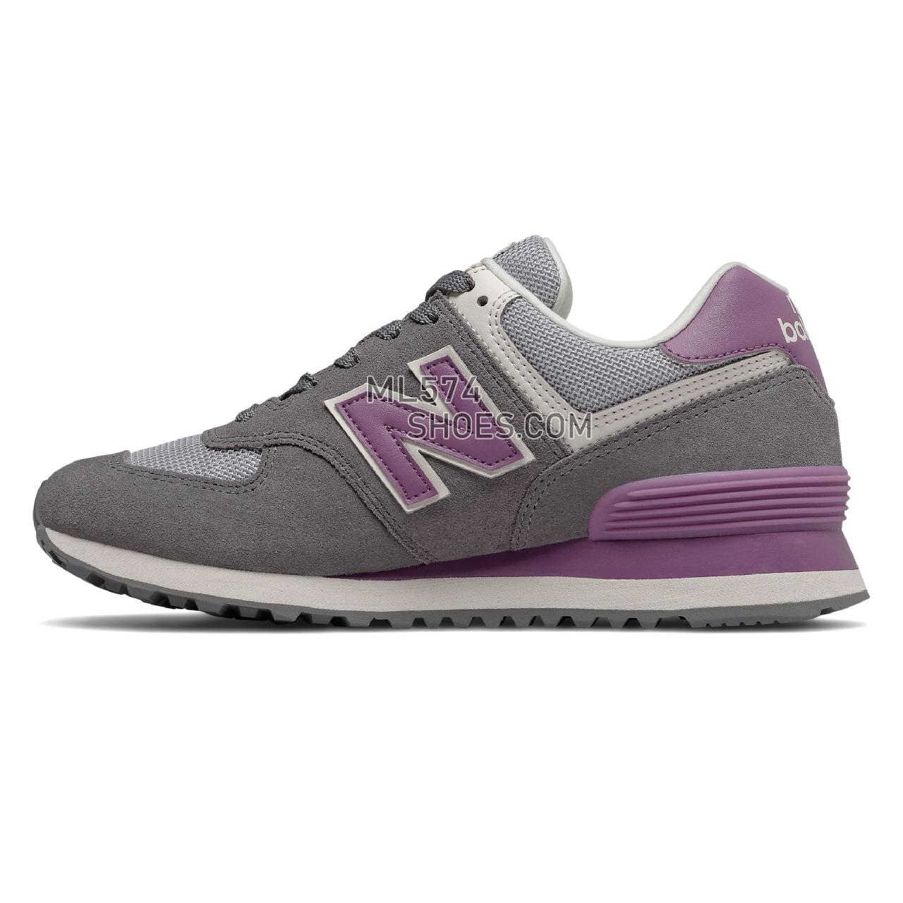 New Balance 574 - Women's Classic Sneakers - Castlerock with Kite Purple - WL574LDB