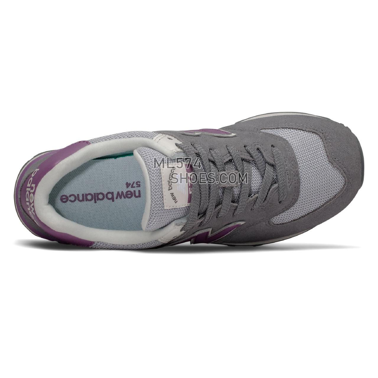 New Balance 574 - Women's Classic Sneakers - Castlerock with Kite Purple - WL574LDB