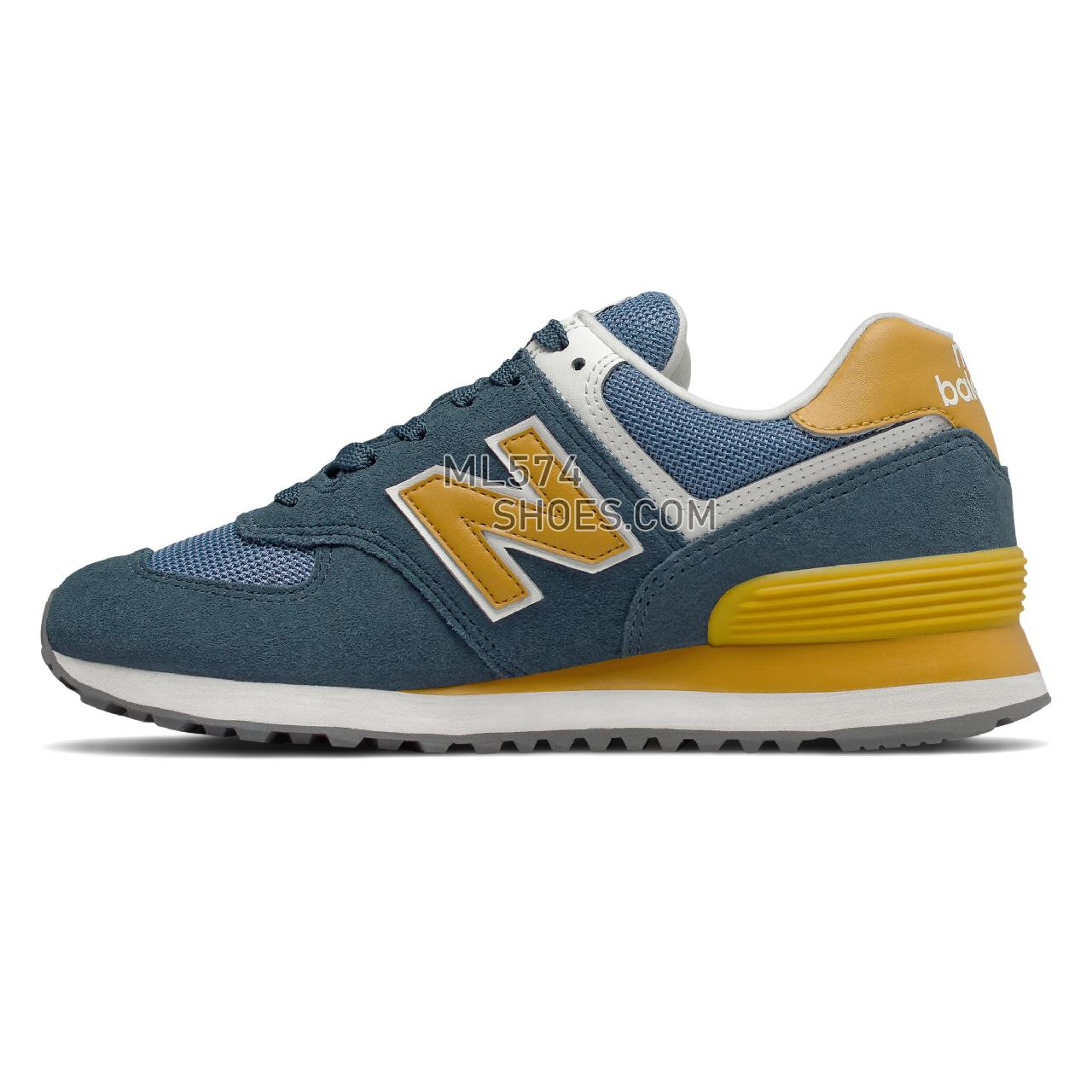 New Balance 574 - Women's Classic Sneakers - Orion Blue with Varsity Gold - WL574LDD
