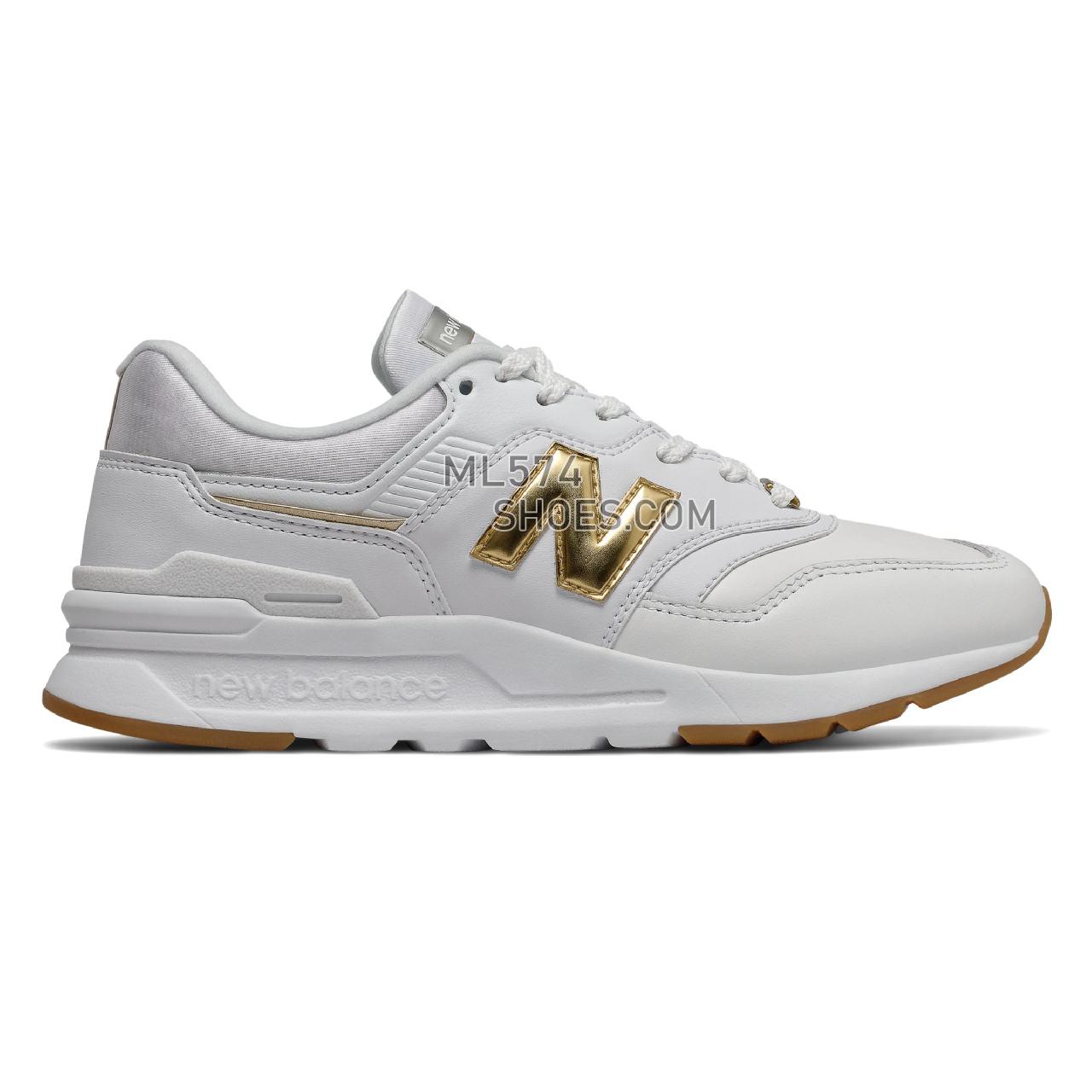 New Balance 997H - Women's Classic Sneakers - White with Gold - CW997HAH