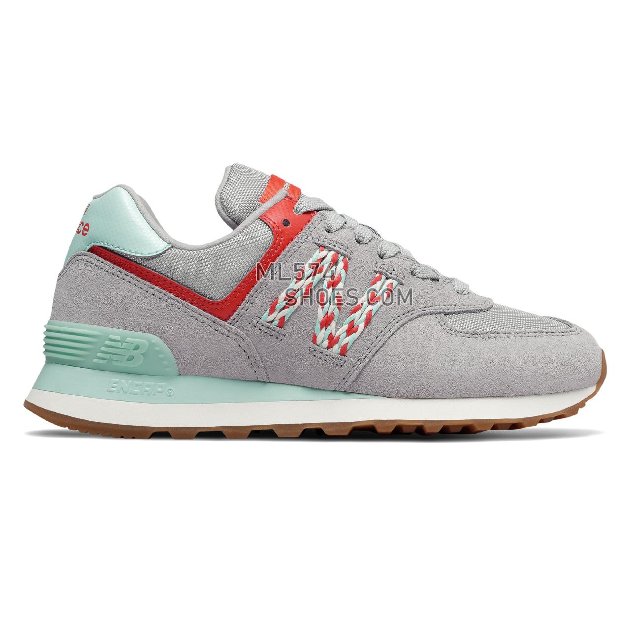 New Balance 574 - Women's Classic Sneakers - Rain Cloud with Light Reef and Coral Glow - WL574LDL