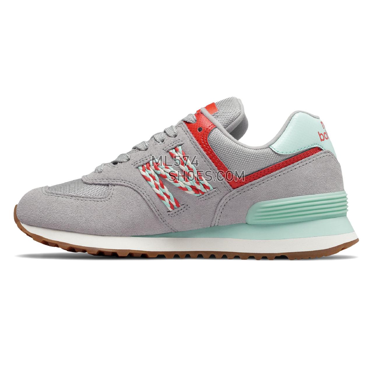 New Balance 574 - Women's Classic Sneakers - Rain Cloud with Light Reef and Coral Glow - WL574LDL