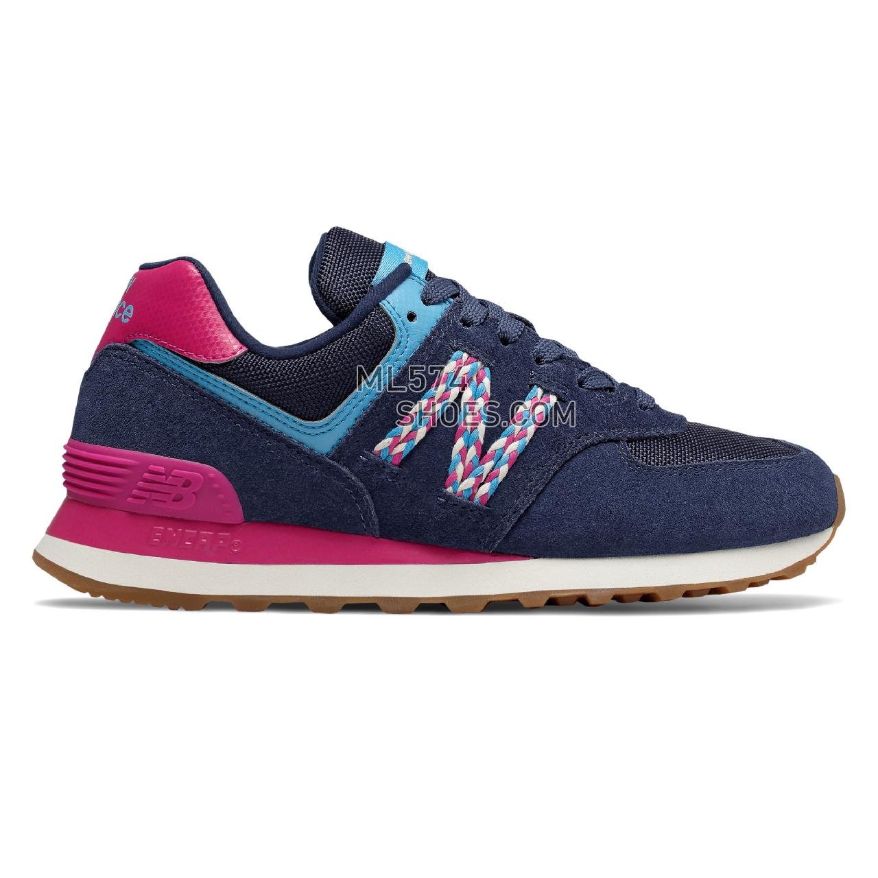 New Balance 574 - Women's Classic Sneakers - Techtonic Blue with Carnival and Cobalt Blue - WL574LDM