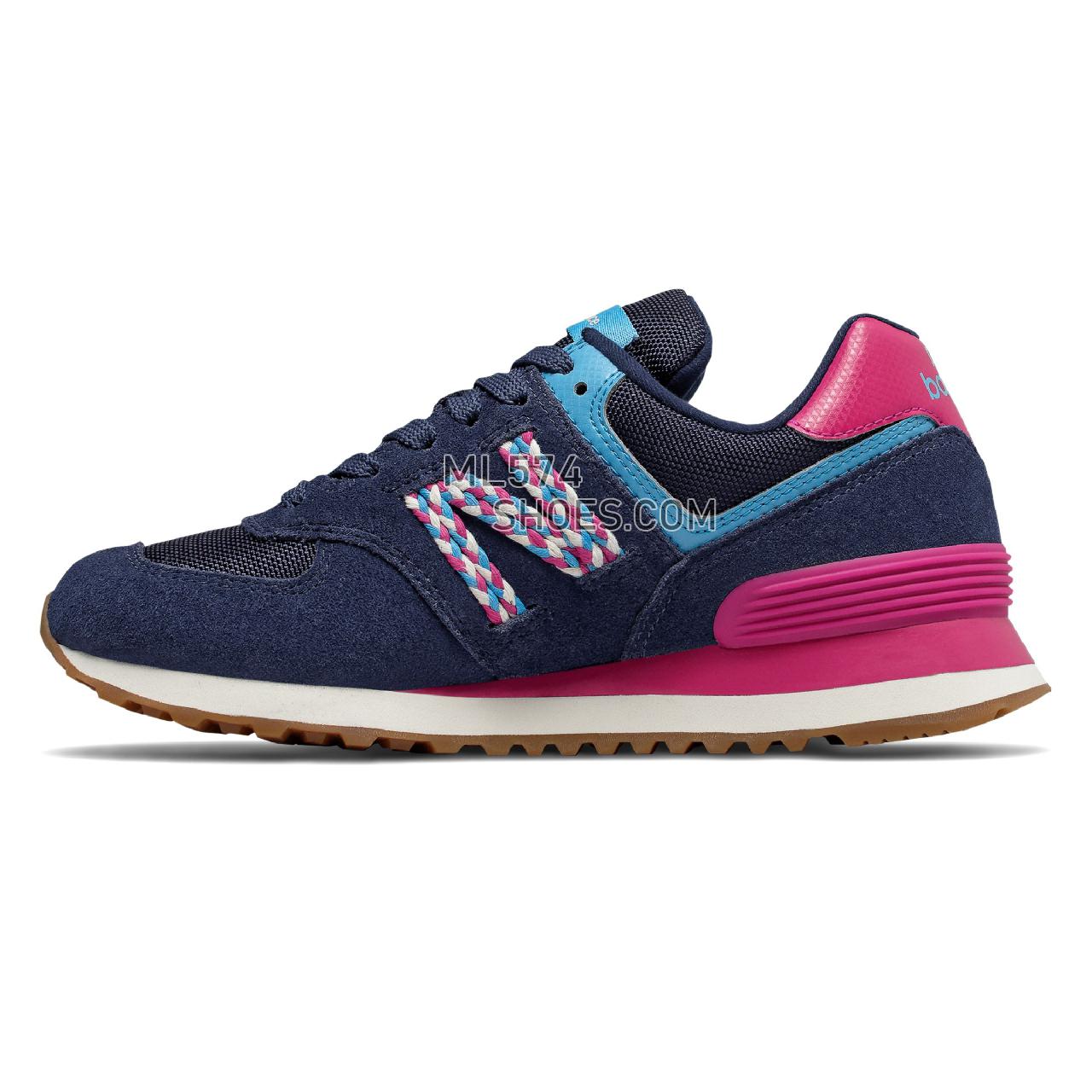 New Balance 574 - Women's Classic Sneakers - Techtonic Blue with Carnival and Cobalt Blue - WL574LDM
