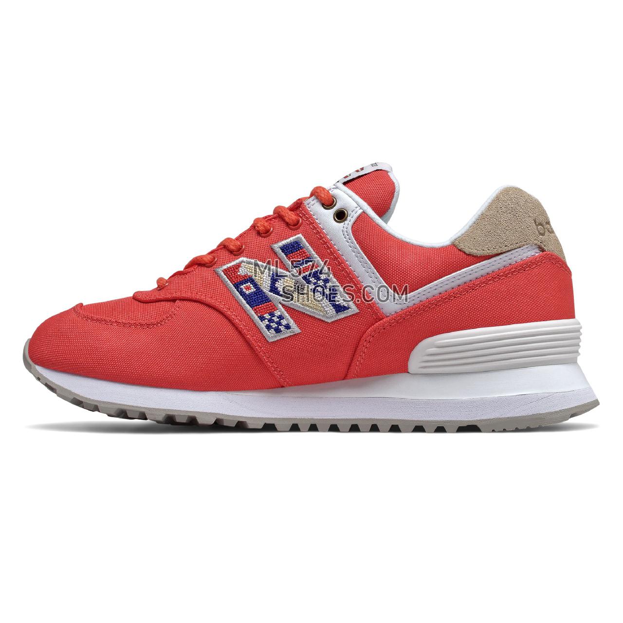 New Balance 574 - Women's Classic Sneakers - Toro Red with Incense - WL574SOF