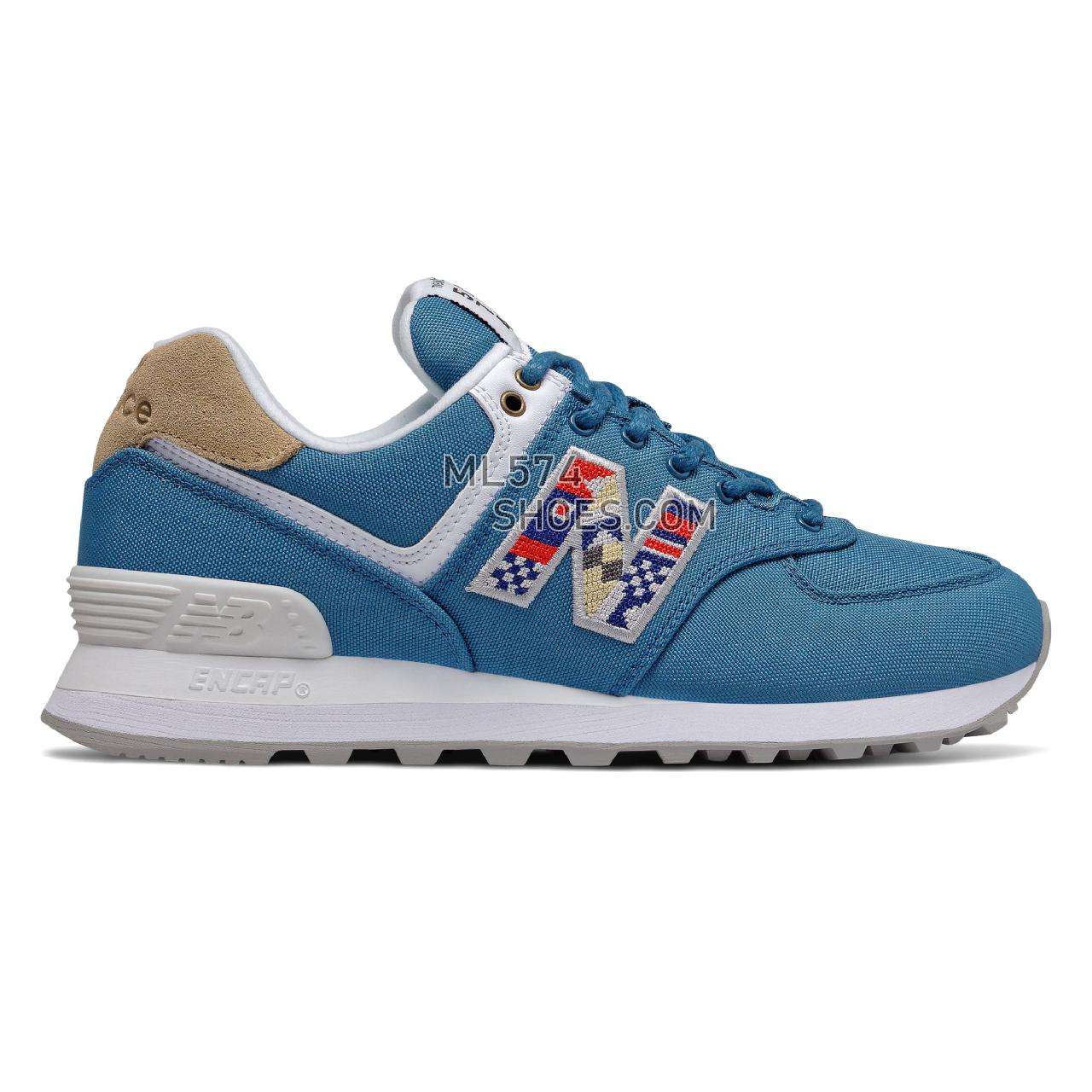 New Balance 574 - Women's Classic Sneakers - Mako Blue with Incense - WL574SOG
