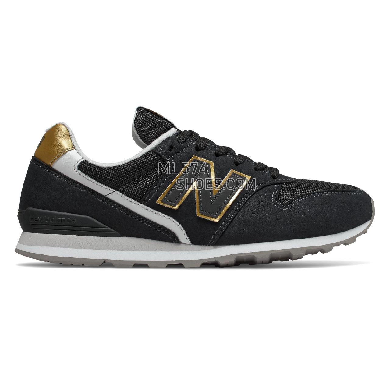 New Balance 996 - Women's Classic Sneakers - Black with Classic Gold - WL996CD