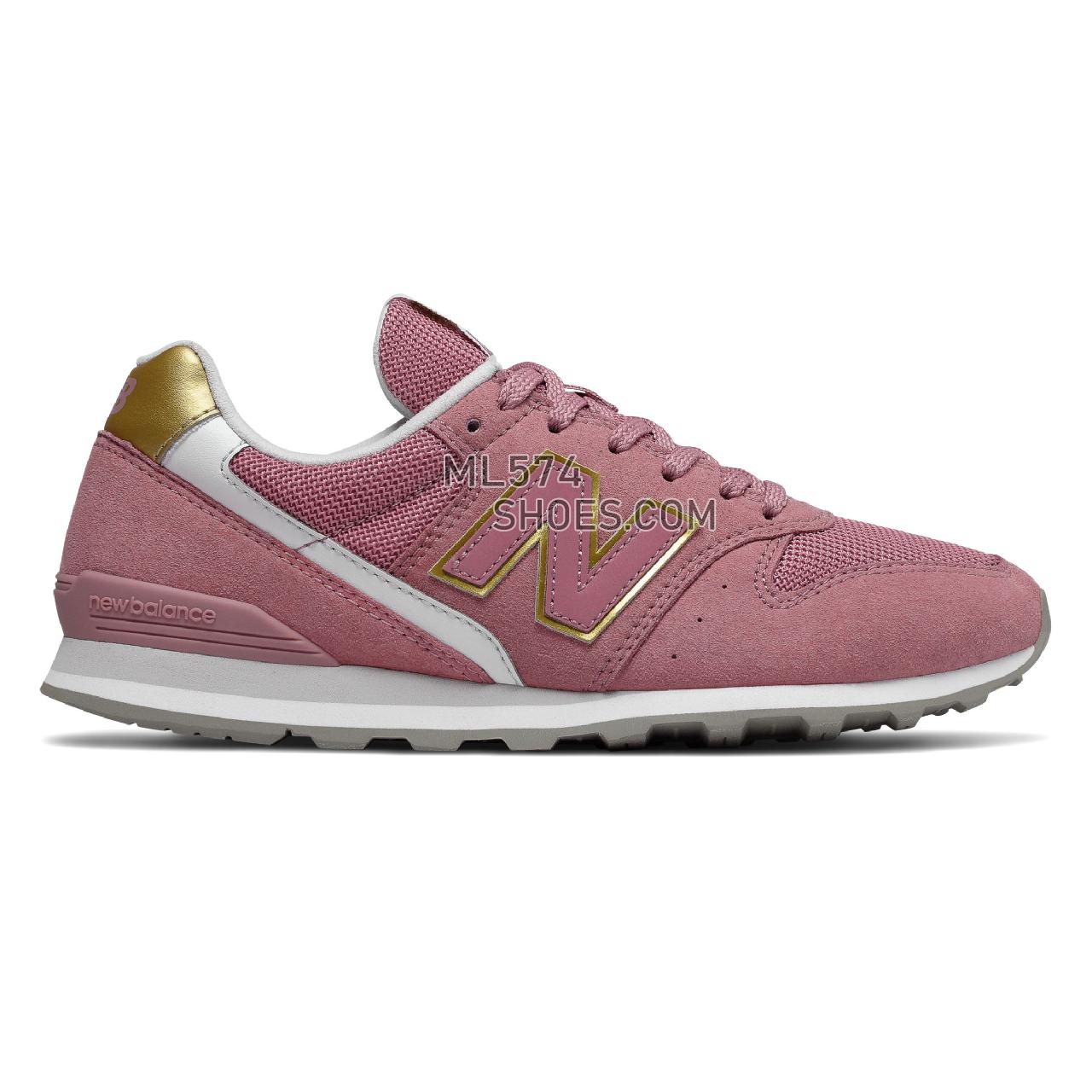 New Balance 996 - Women's Classic Sneakers - Pink with Classic Gold - WL996CP