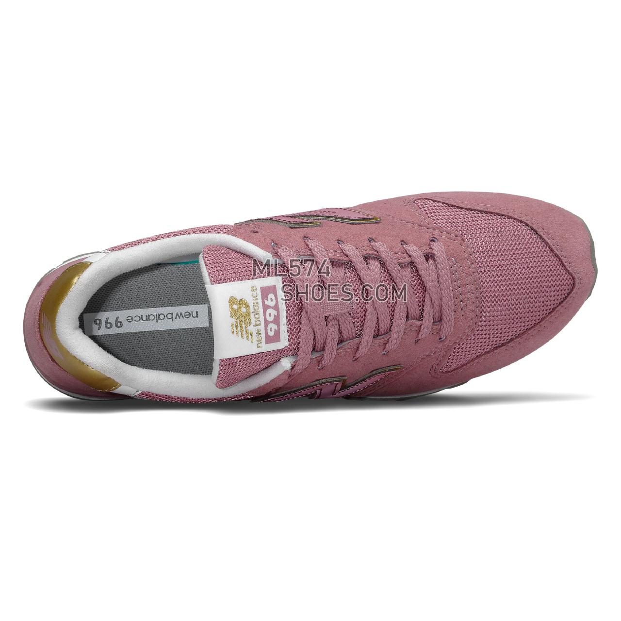 New Balance 996 - Women's Classic Sneakers - Pink with Classic Gold - WL996CP
