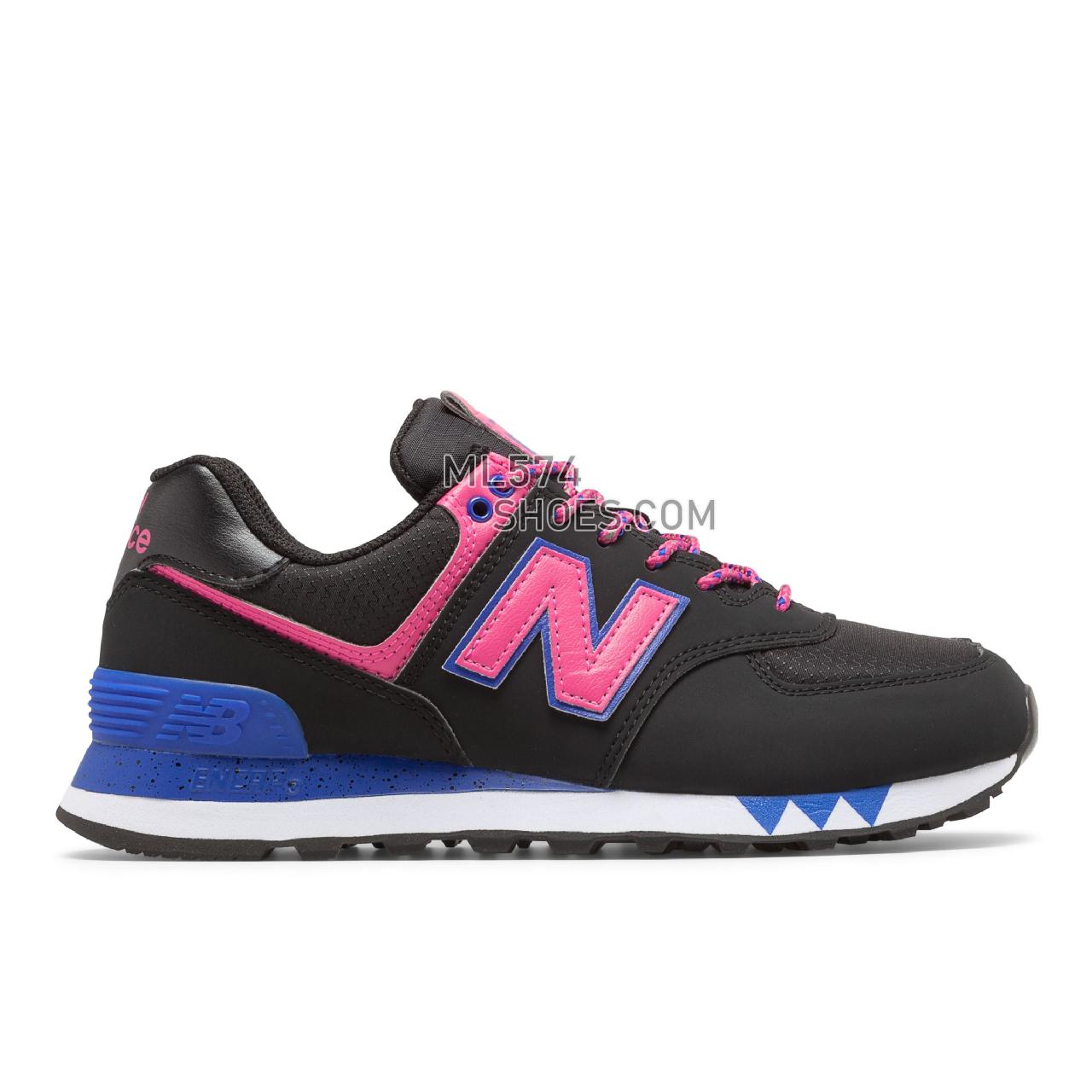 New Balance 574 - Women's Classic Sneakers - Black with Pink - WL574JOA