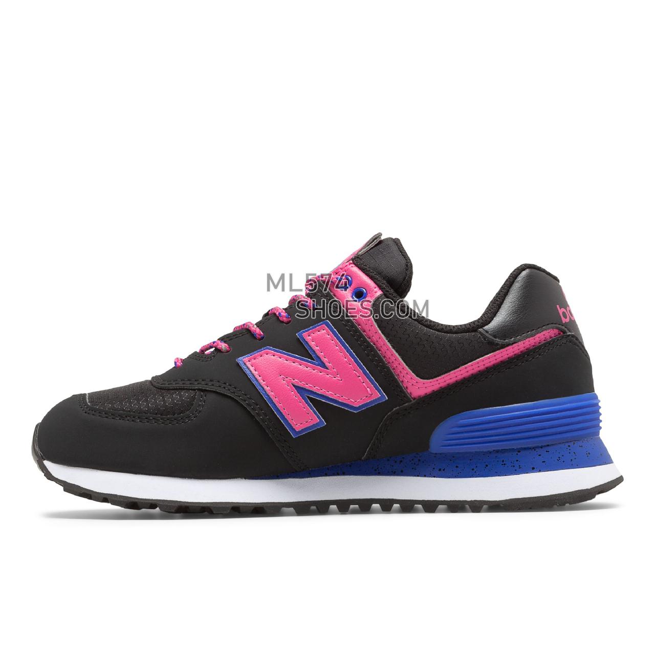 New Balance 574 - Women's Classic Sneakers - Black with Pink - WL574JOA