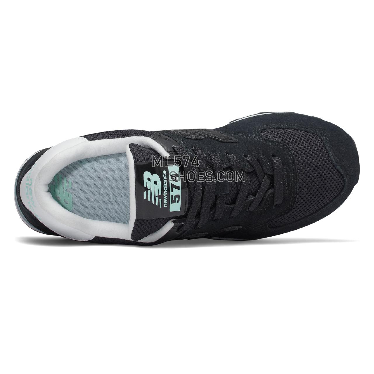 New Balance 574 - Women's Classic Sneakers - Black with Light Reef - WL574NPB