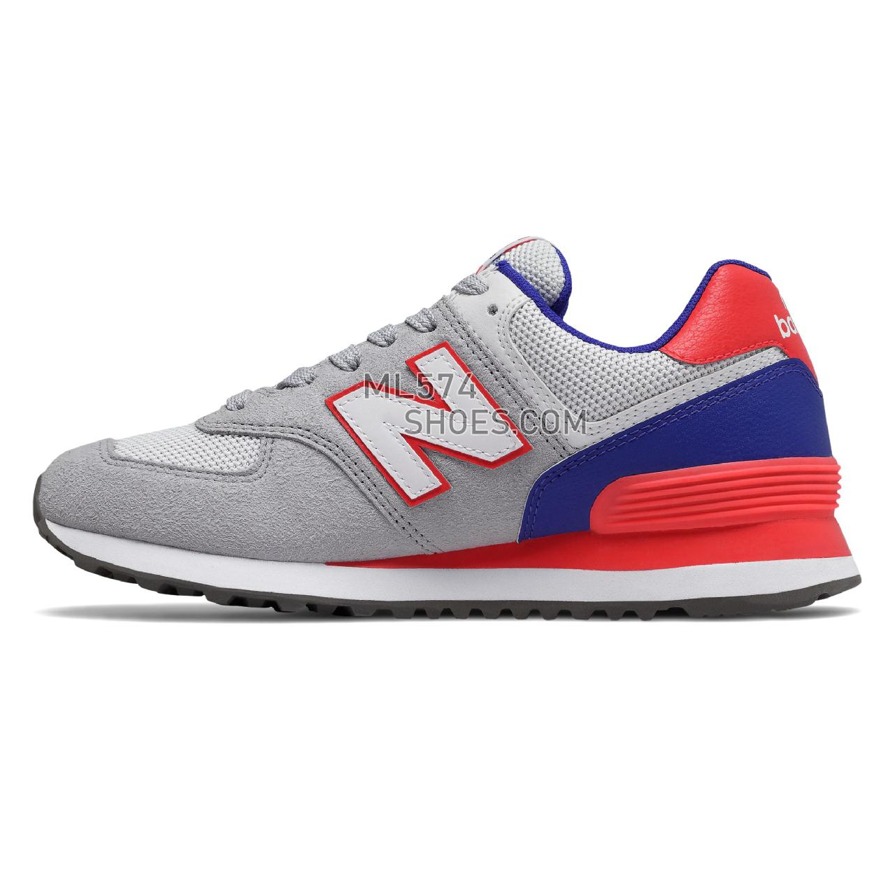 New Balance 574 Summer Sport - Women's Classic Sneakers - Rain Cloud with Energy Red - WL574NIC