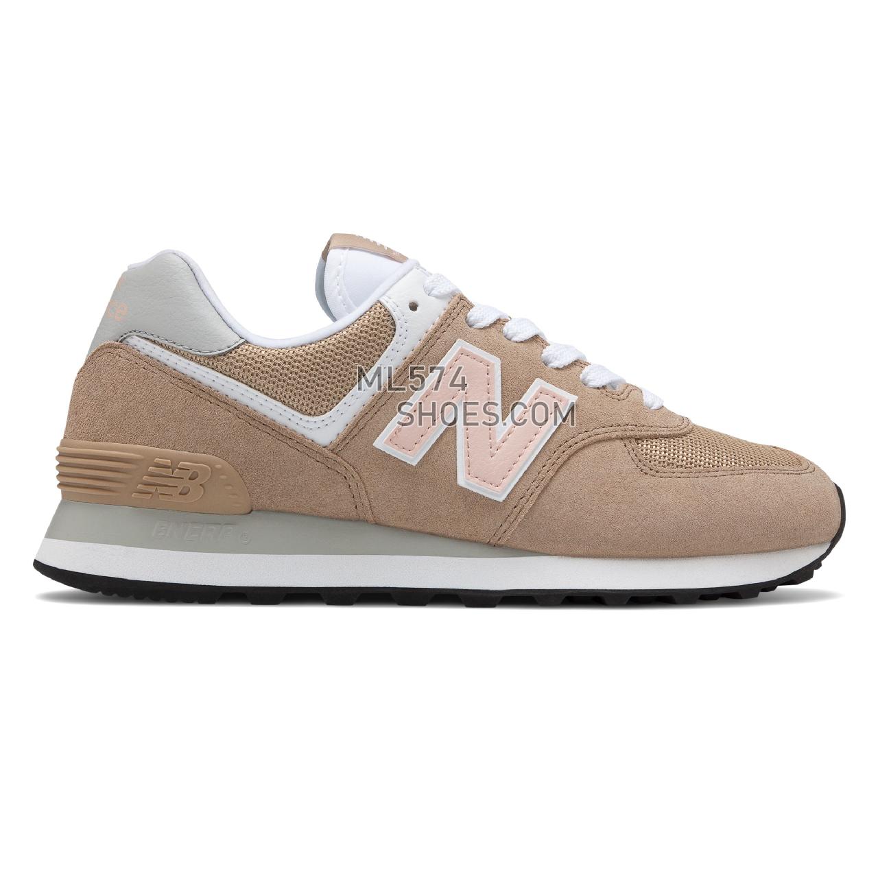New Balance 574 - Women's Classic Sneakers - Hemp with Oyster Pink - WL574BTB