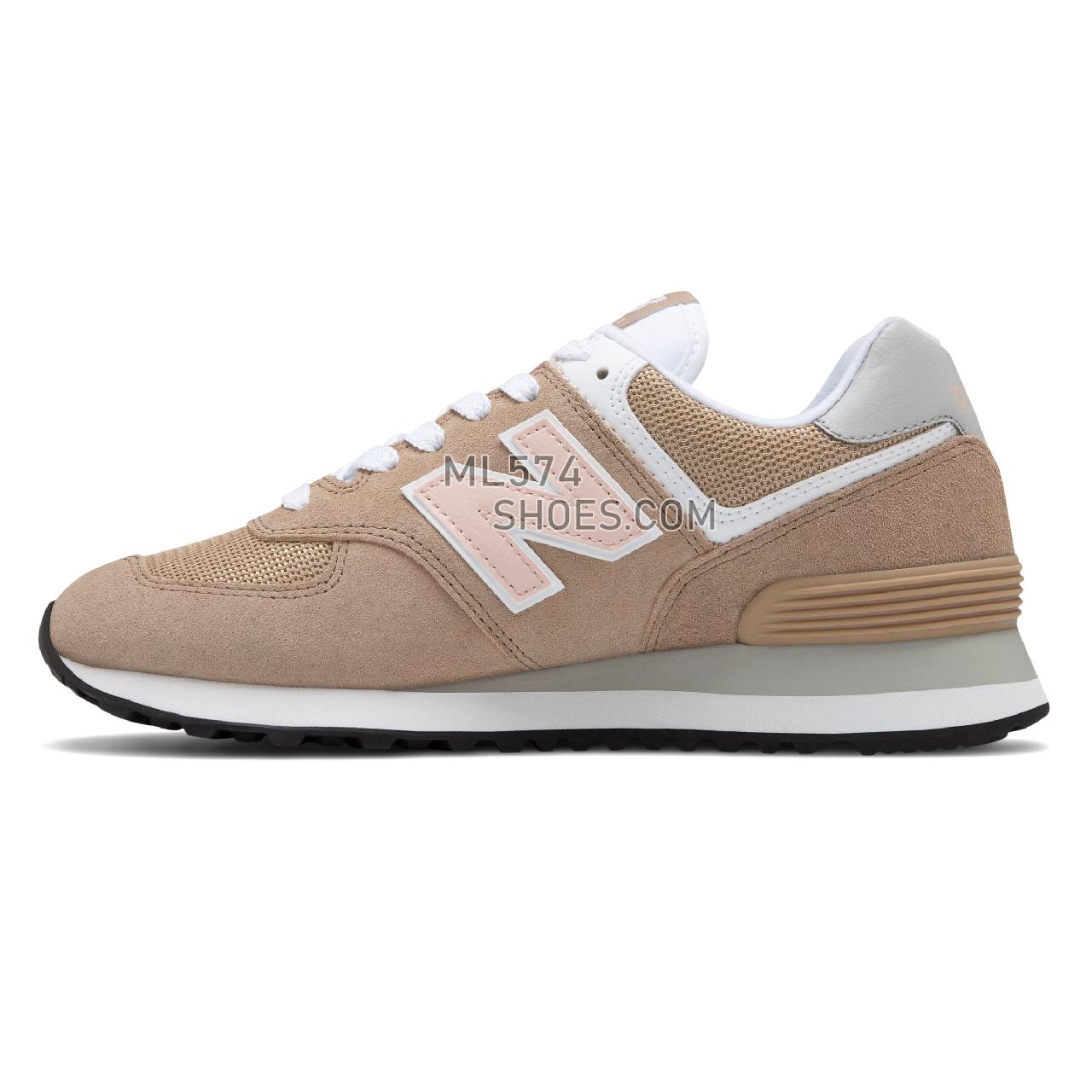 New Balance 574 - Women's Classic Sneakers - Hemp with Oyster Pink - WL574BTB