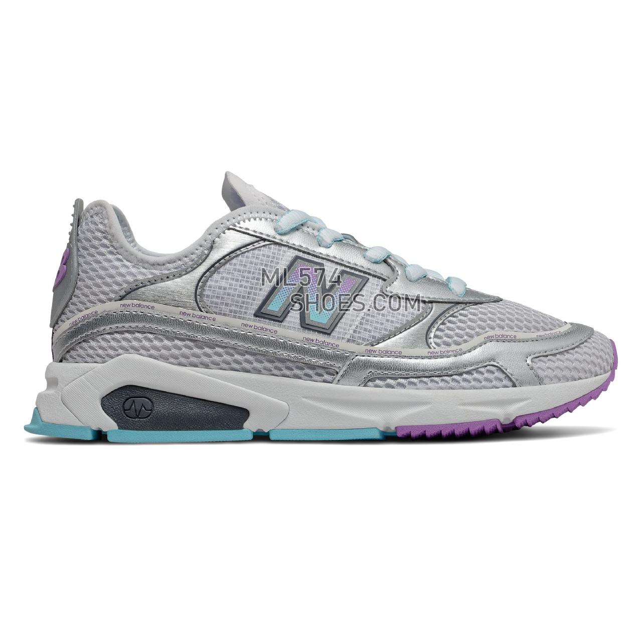 New Balance X-Racer - Women's Sport Style Sneakers - Silver Metallic with Newport Blue - WSXRCHKB