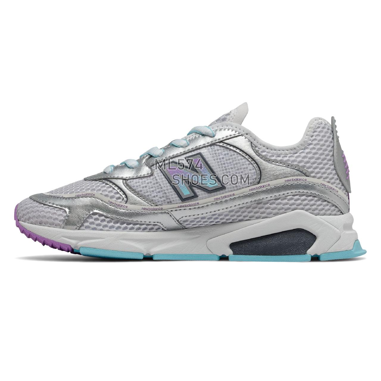 New Balance X-Racer - Women's Sport Style Sneakers - Silver Metallic with Newport Blue - WSXRCHKB