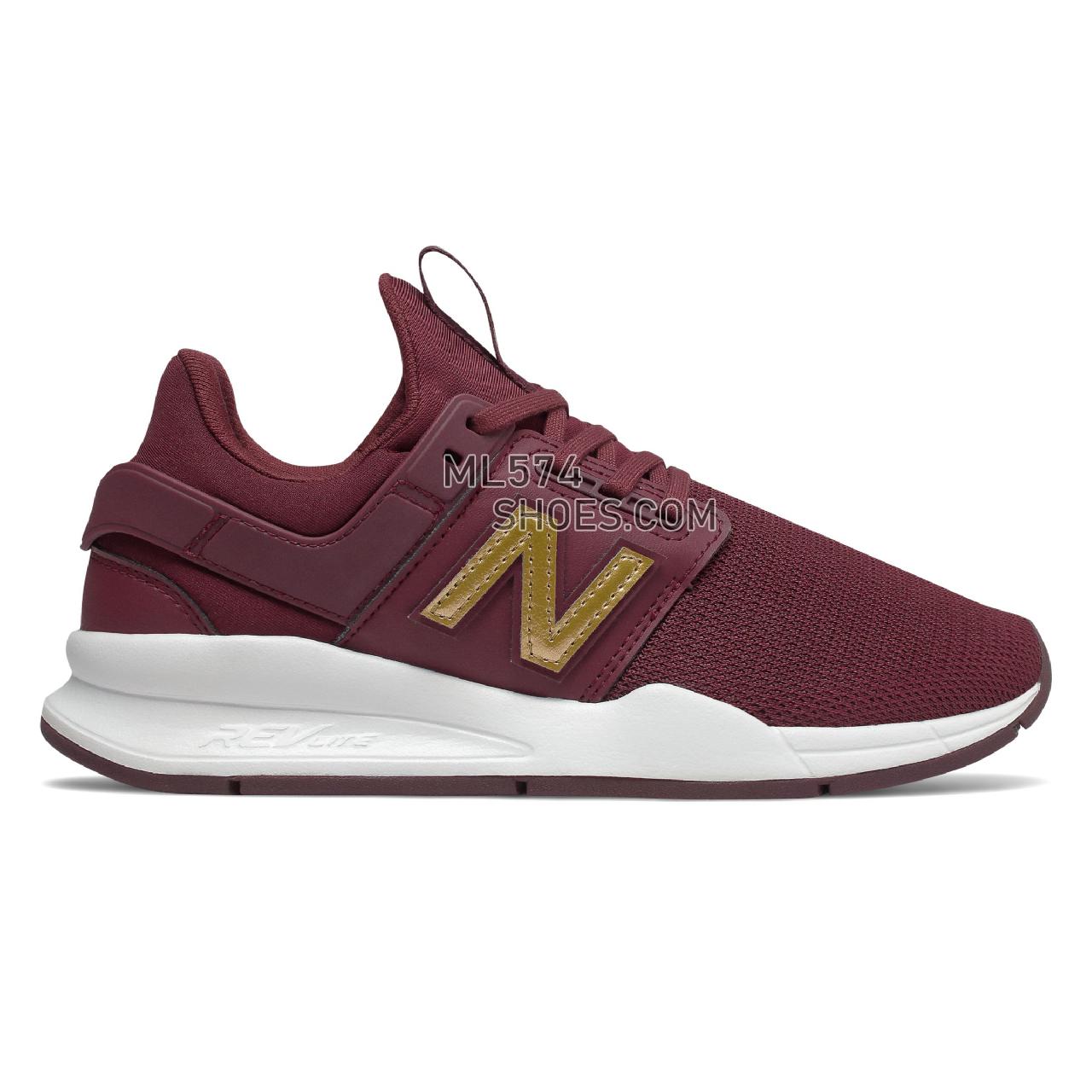 New Balance 247 - Women's Sport Style Sneakers - NB Burgundy with Gold Metallic - WS247CND