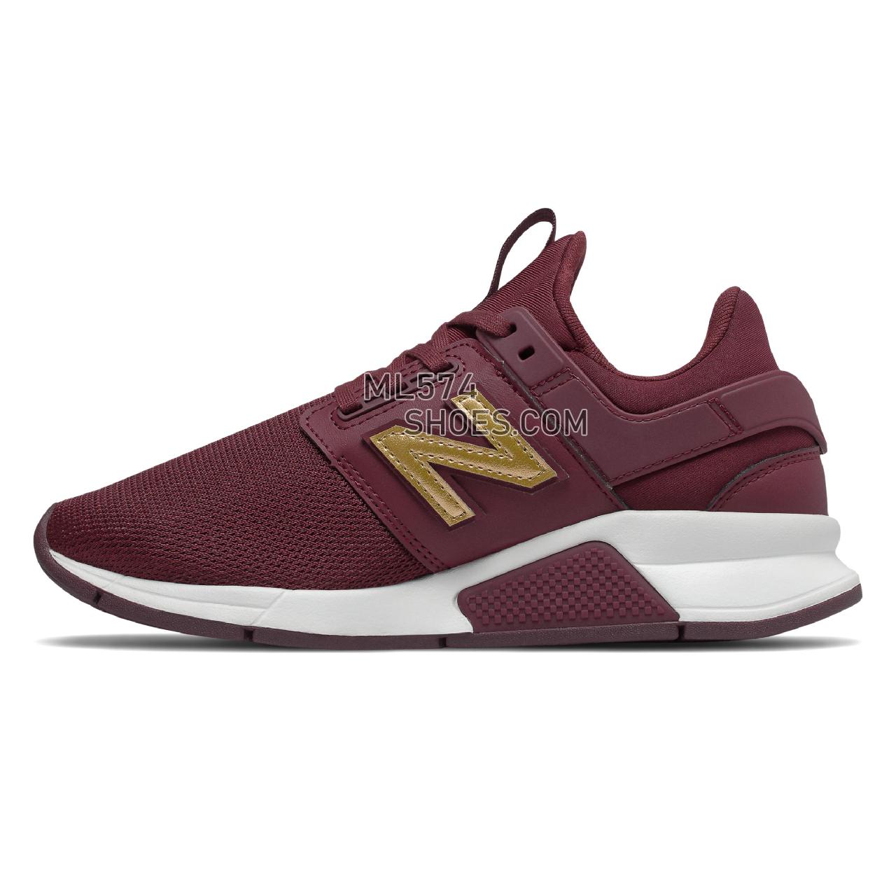 New Balance 247 - Women's Sport Style Sneakers - NB Burgundy with Gold Metallic - WS247CND