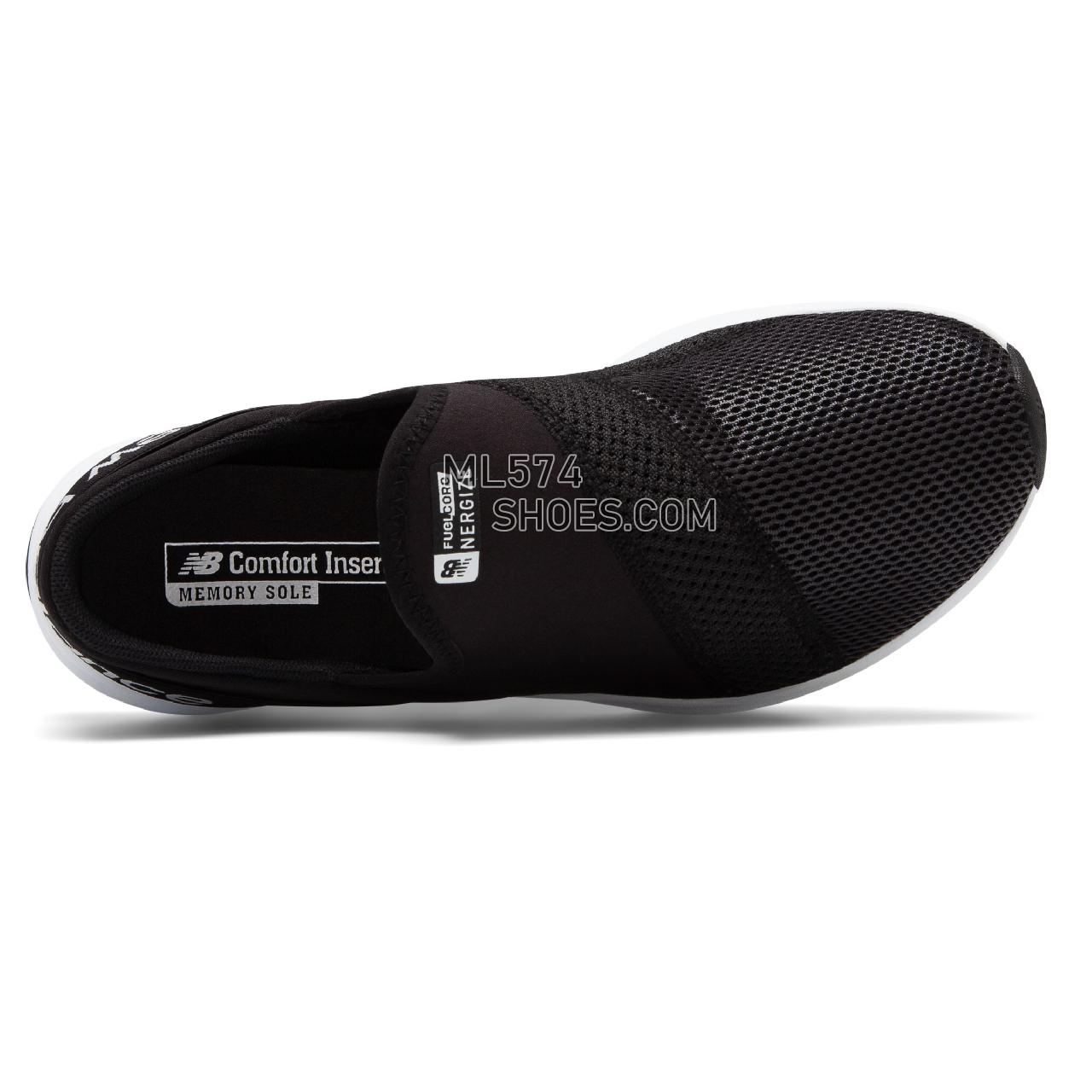 New Balance FuelCore Nergize Easy Slip-On - Women's Sport Style Sneakers - Black with White - WLNRSLB1