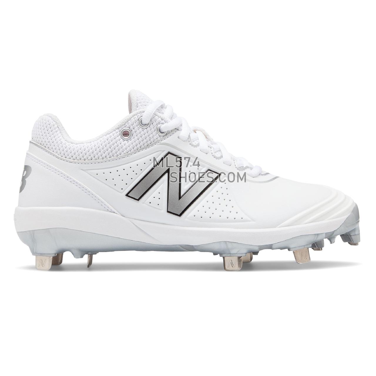 New Balance Fuse v2 Low Cut Metal - Women's Softball - White with Silver - SMFUSEW2