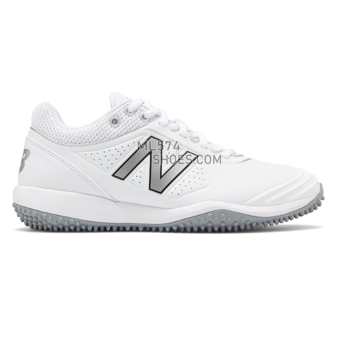 New Balance Fusev2 Turf - Women's Softball - White with Silver - STFUSEW2