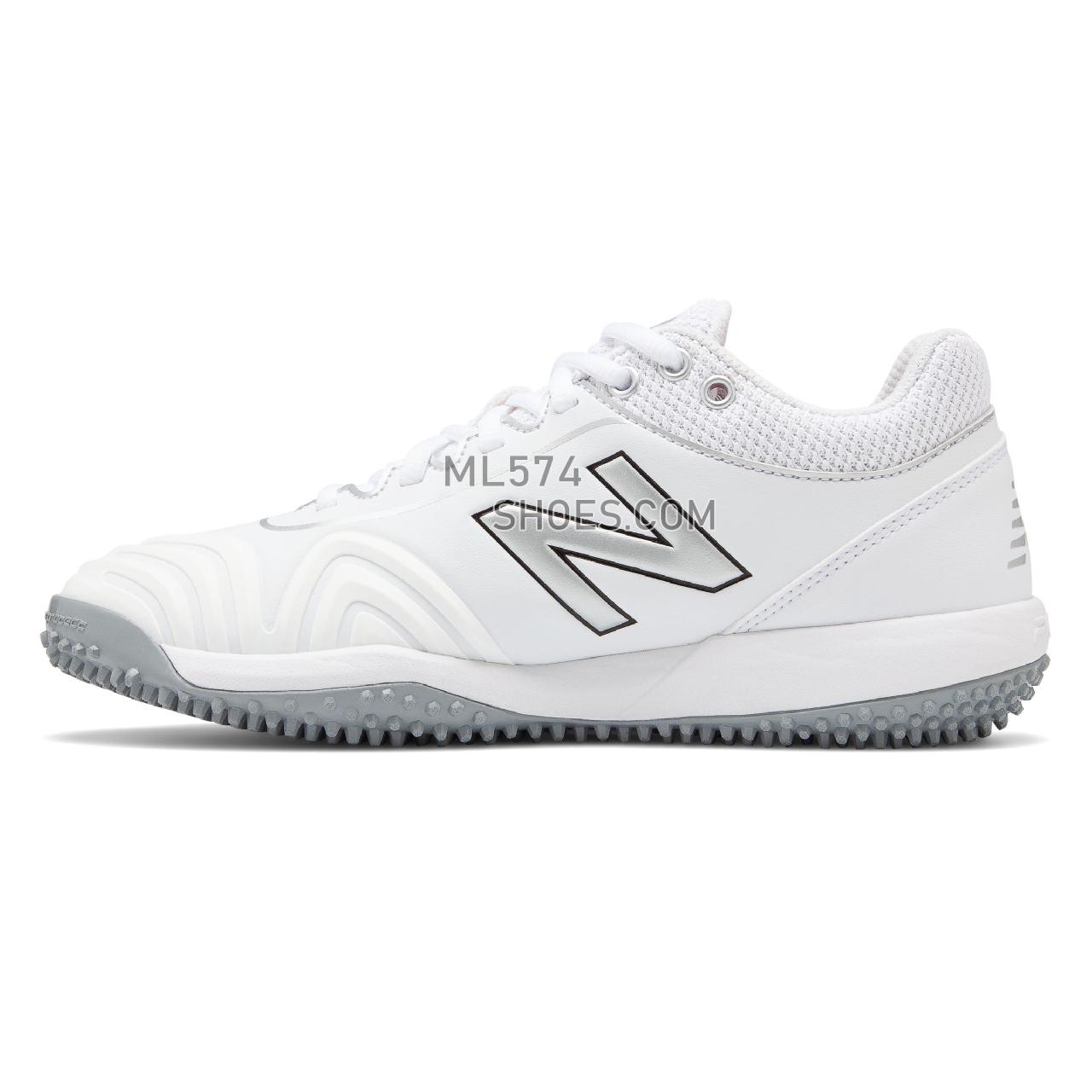 New Balance Fusev2 Turf - Women's Softball - White with Silver - STFUSEW2