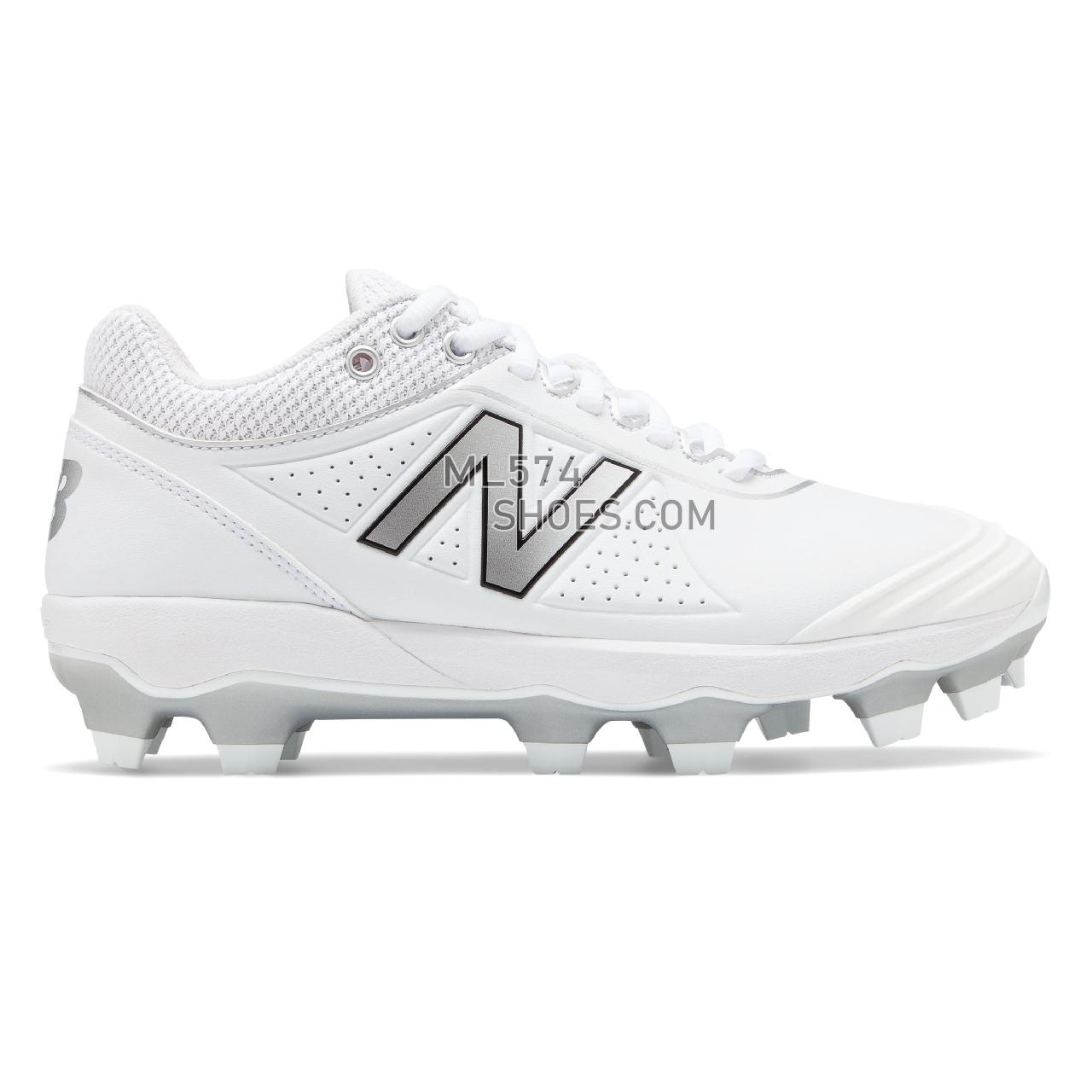 New Balance Fusev2 TPU - Women's Softball - White with Silver - SPFUSEW2