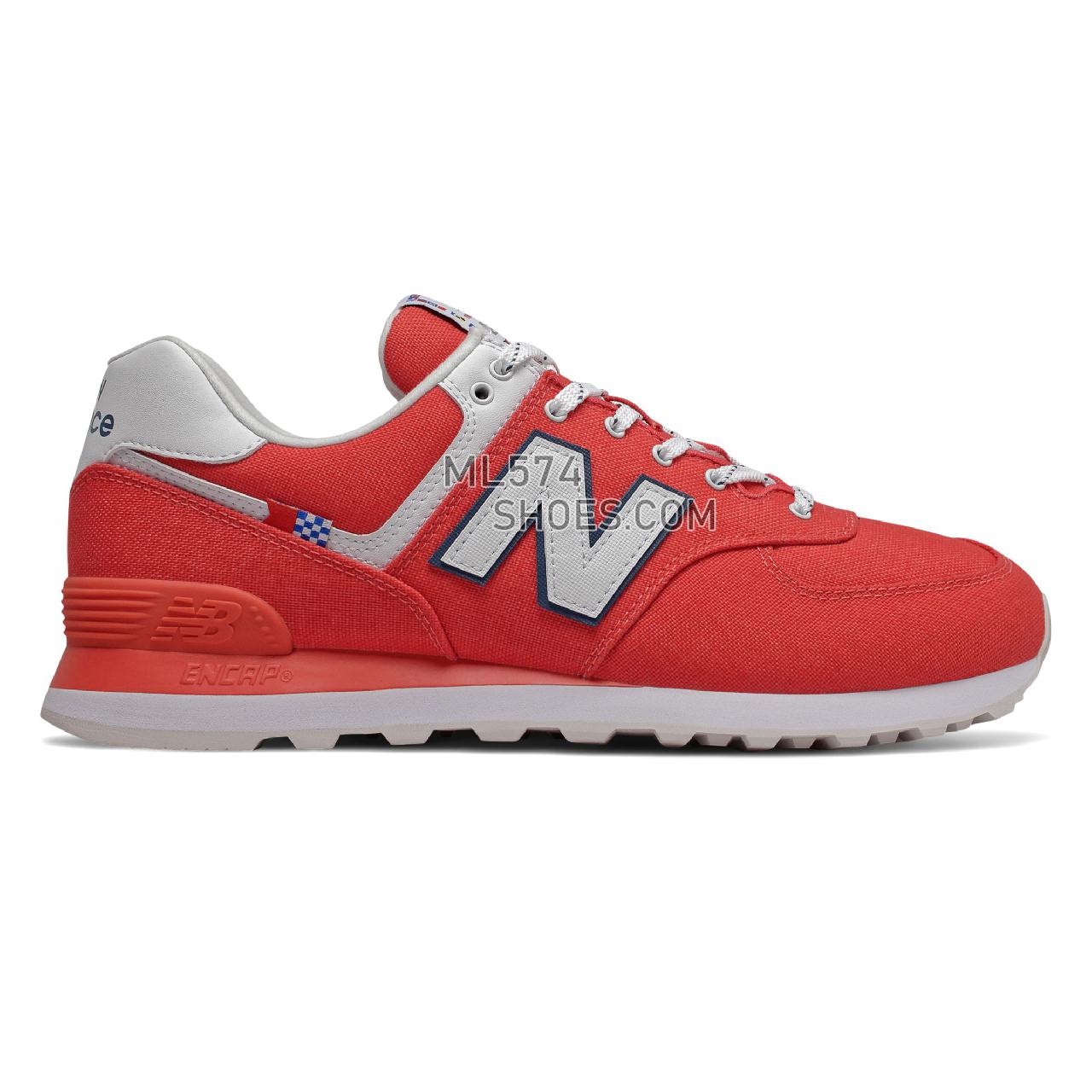 New Balance 574 - Men's Classic Sneakers - Toro Red with White - ML574SOL