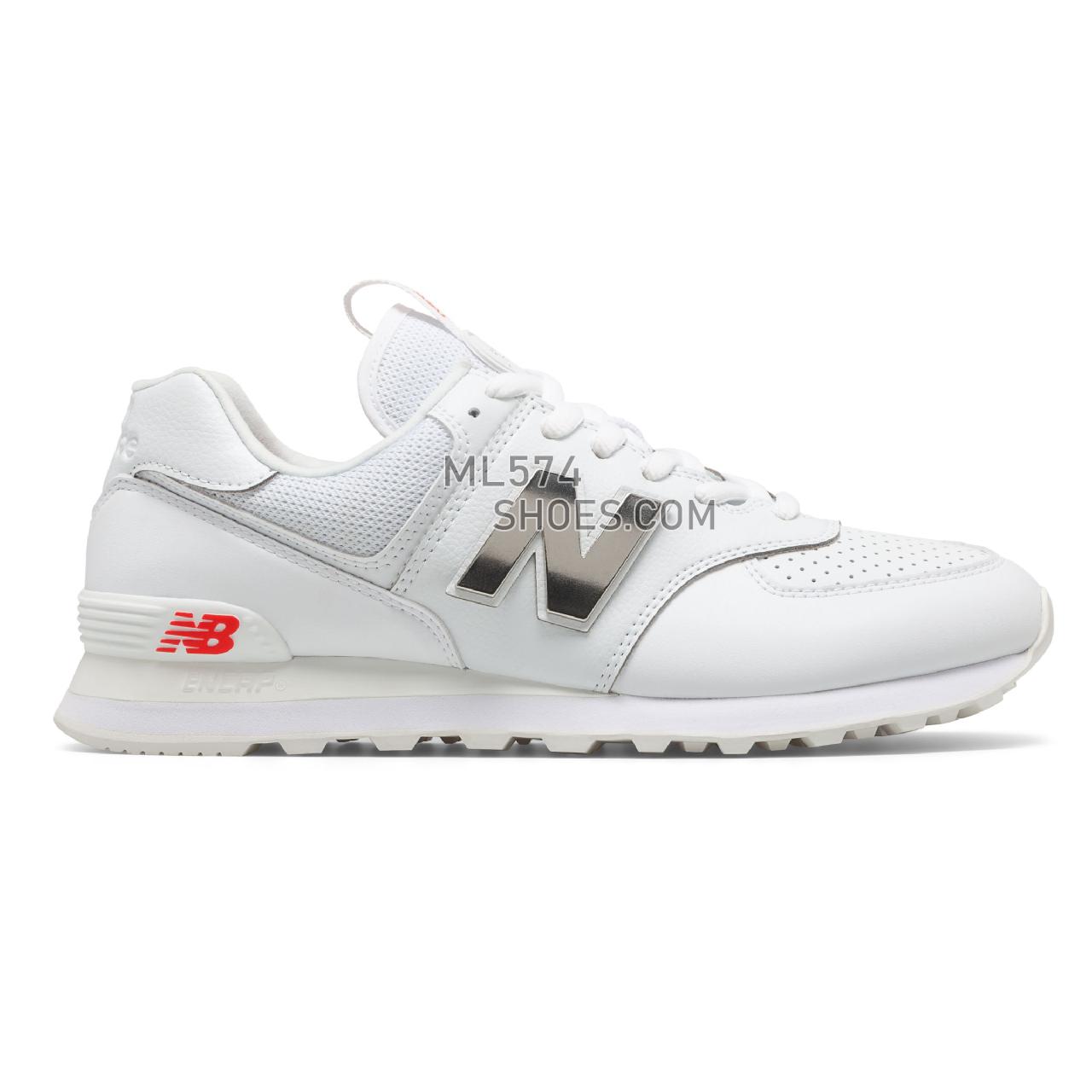 New Balance 574 - Men's Classic Sneakers - White with Neo Flame - ML574SOX
