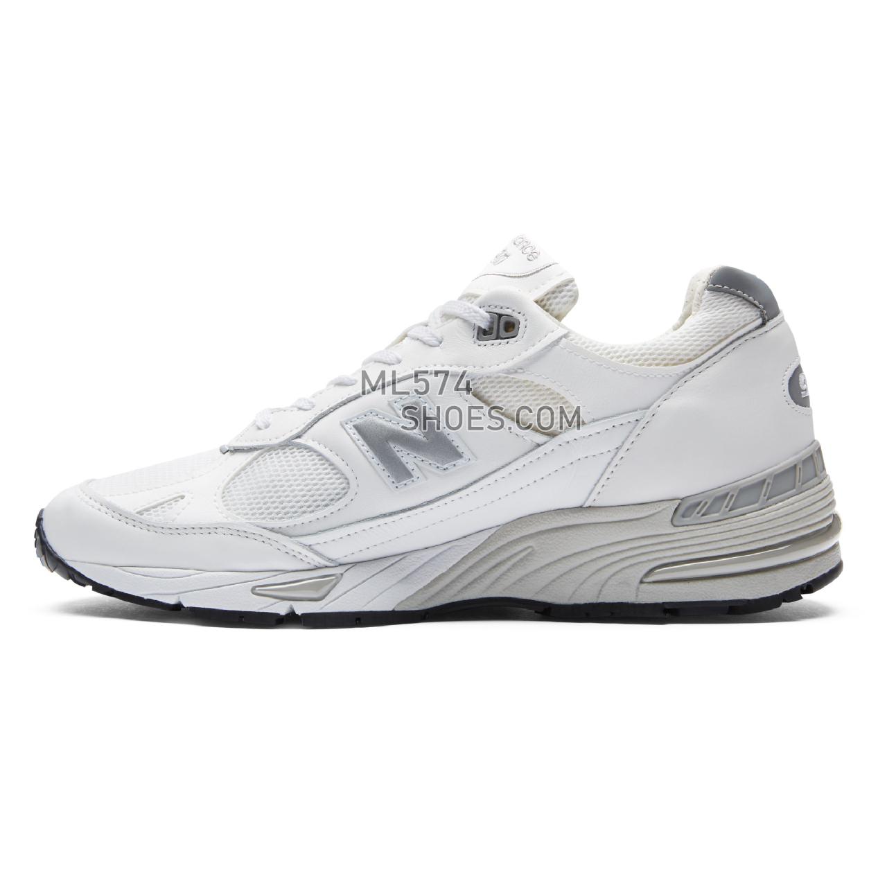 New Balance Made in UK 991 - Men's 991 Made in UK Classic M991-LM - White with Silver - M991WHI