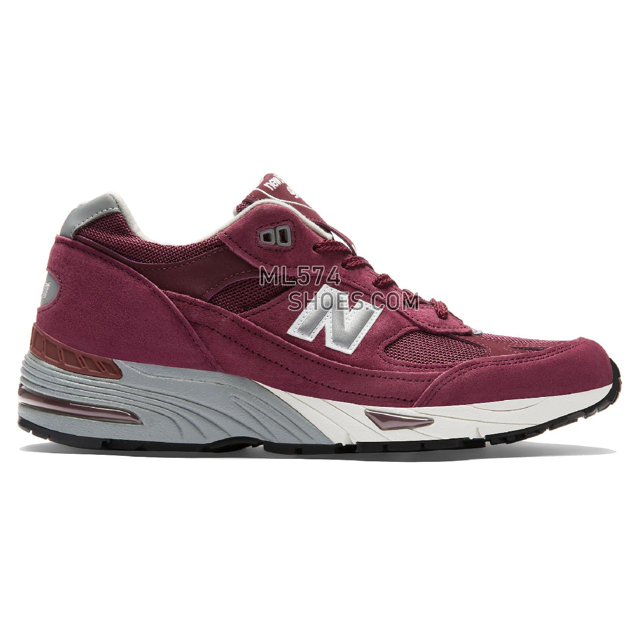 New Balance Made in UK 991 Pigskin - Men's Made in UK 991 Pigskin - Burgundy with Silver - M991EBS