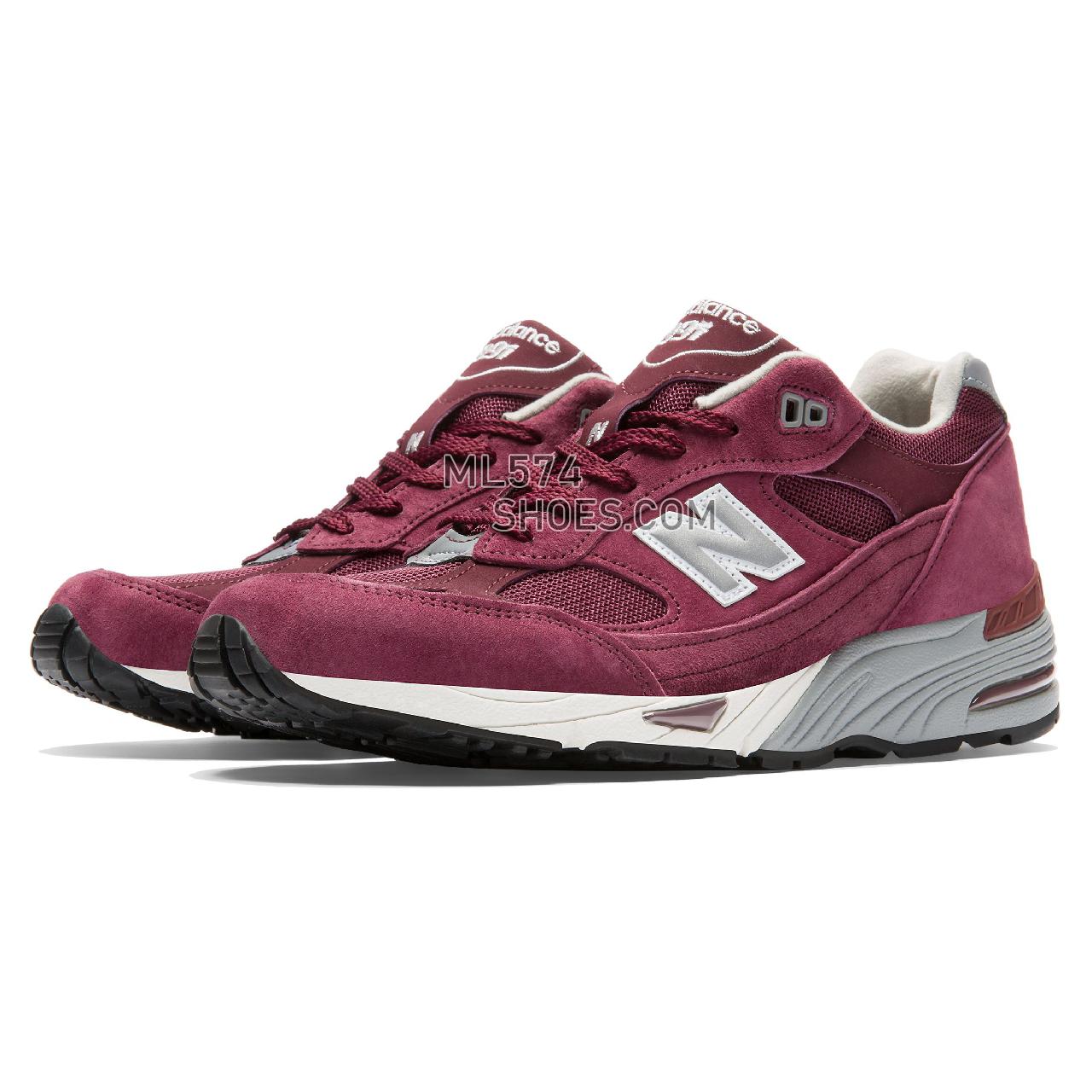 New Balance Made in UK 991 Pigskin - Men's Made in UK 991 Pigskin - Burgundy with Silver - M991EBS