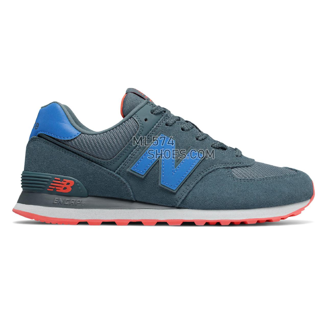 New Balance 574 - Men's 574 Classic ML574V2-27275-M - Orion Blue with Coral Glow - ML574JFG