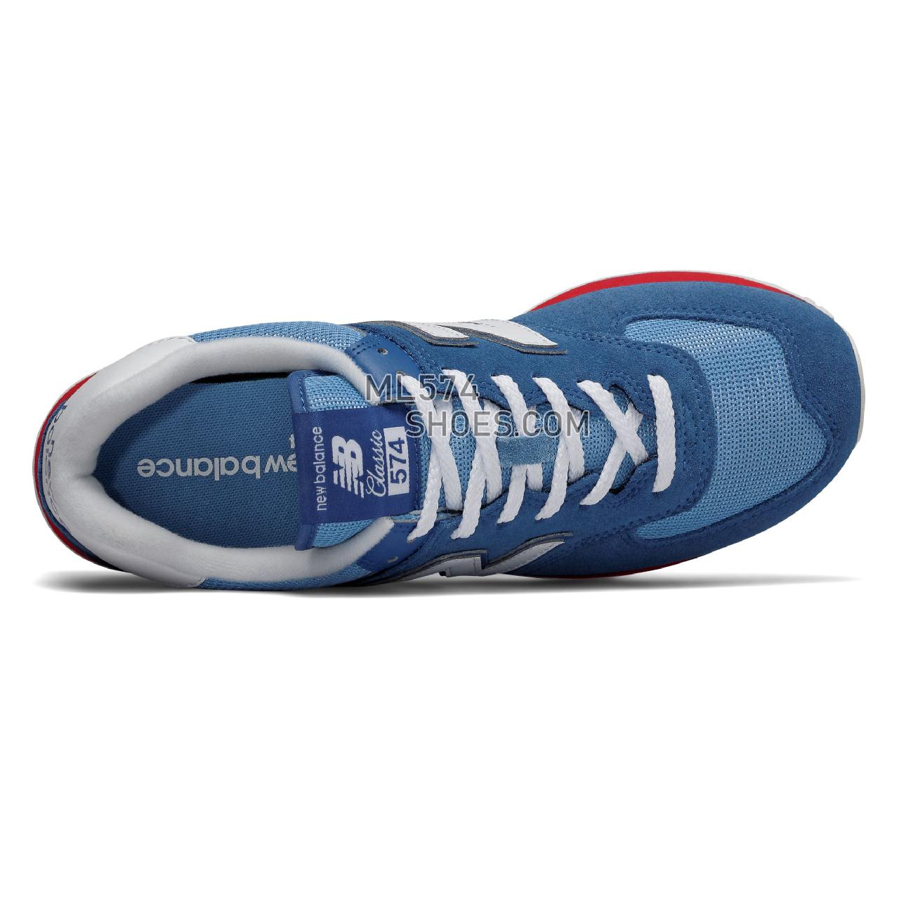 New Balance 574 Essentials - Men's 574 Essentials ML574V2-26214-M - Classic Blue with Team Red - ML574ERG