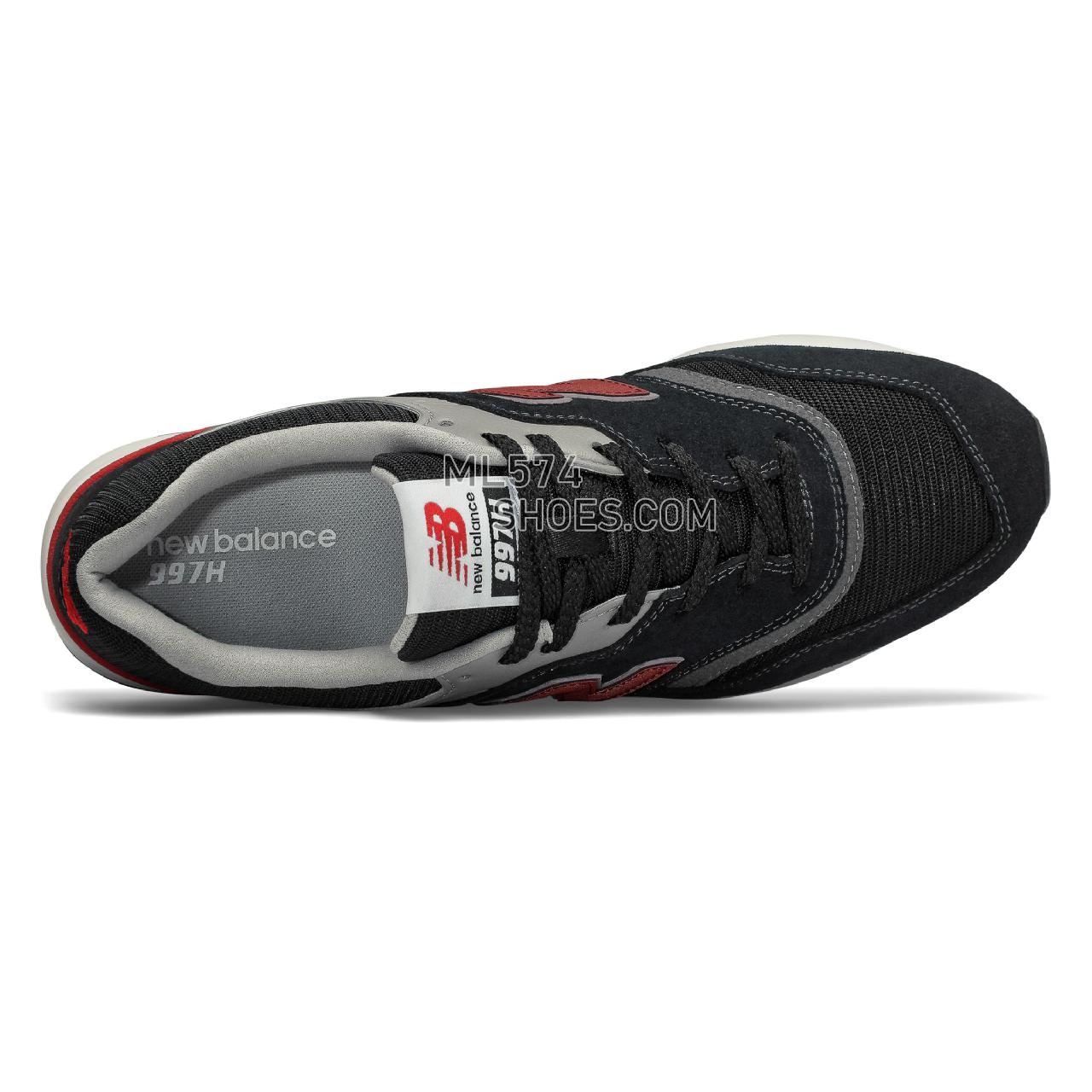 New Balance 997H - Men's 997H Classic CM997HV1 - Black with Velocity Red - CM997HDK